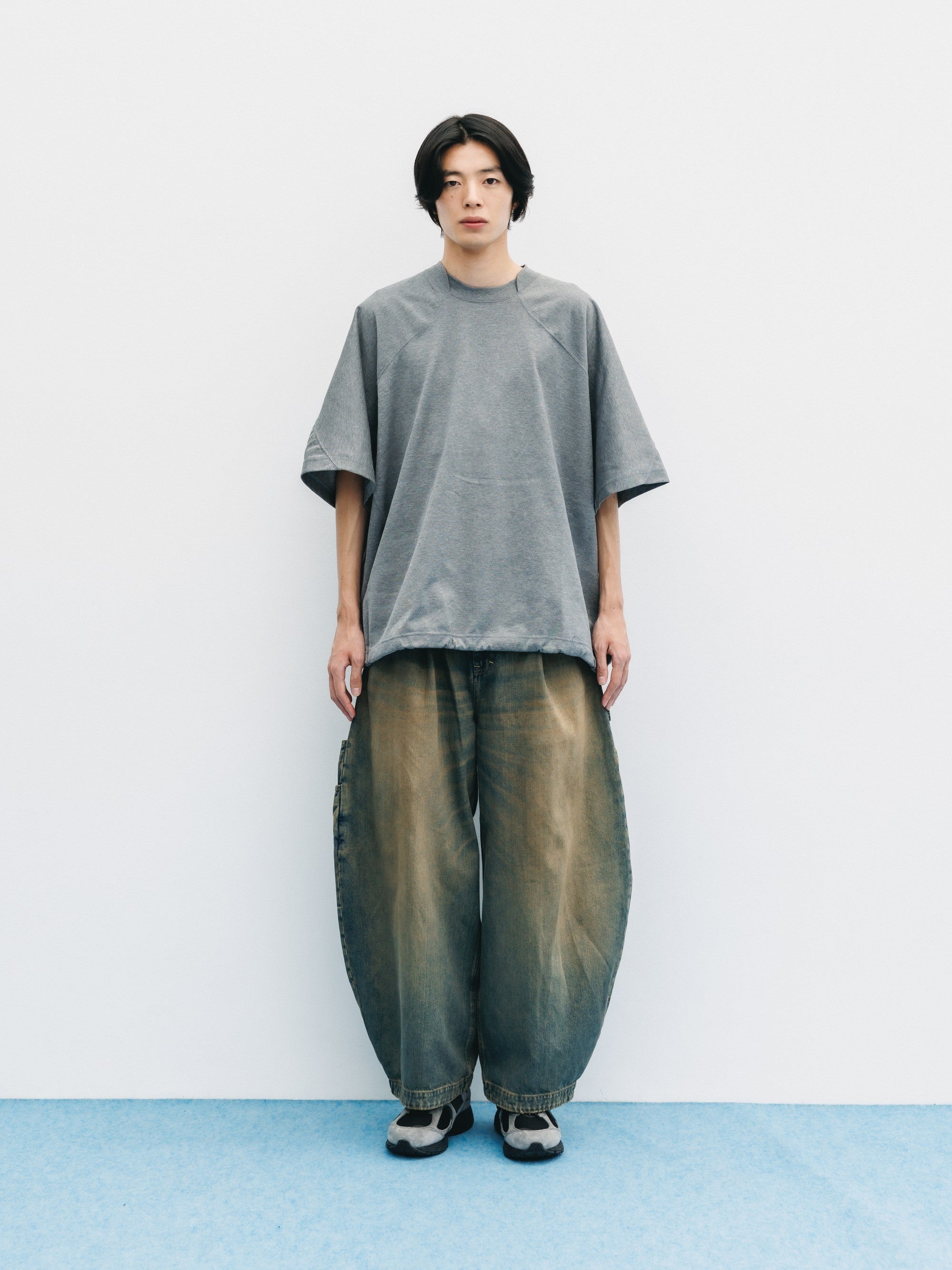 【6.6 SAT 20:00- IN STOCK】BLANK GAME S/S T-SHIRT WITH DRAWSTRINGS  (HEATHER GRAY)