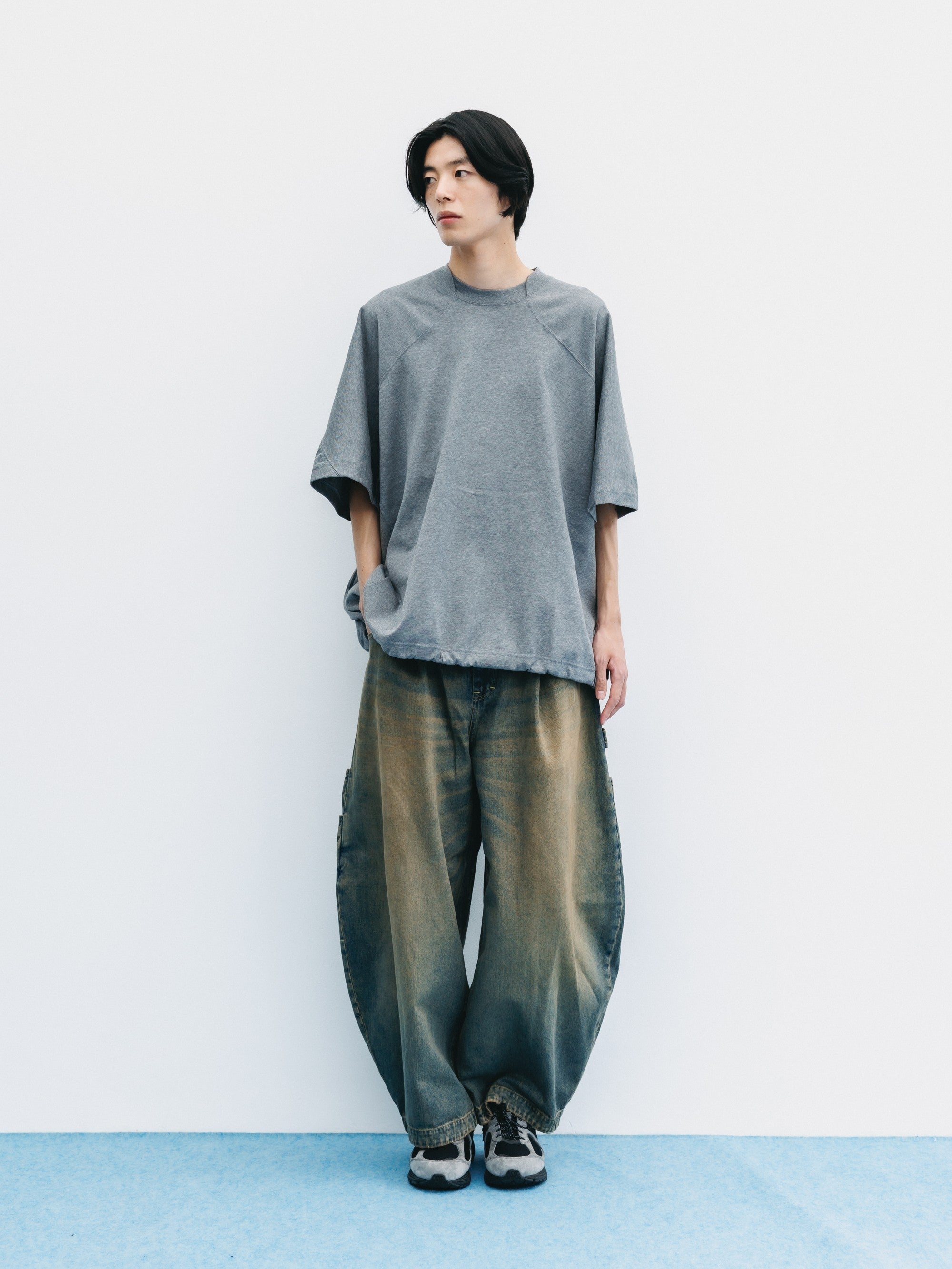【6.6 SAT 20:00- IN STOCK】BLANK GAME S/S T-SHIRT WITH DRAWSTRINGS  (HEATHER GRAY)