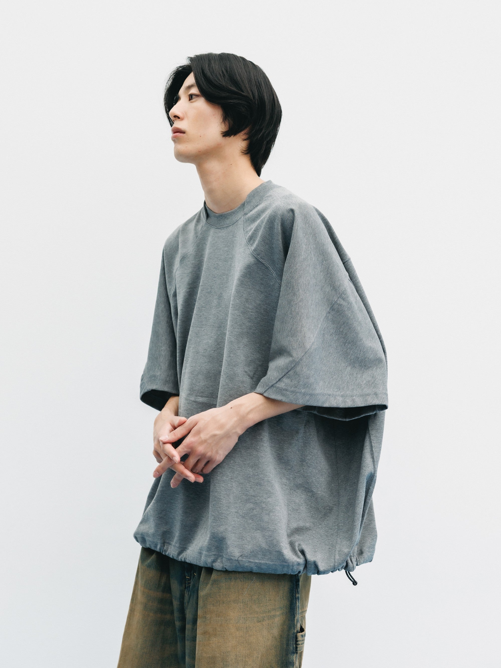 【6.6 SAT 20:00- IN STOCK】BLANK GAME S/S T-SHIRT WITH DRAWSTRINGS  (HEATHER GRAY)