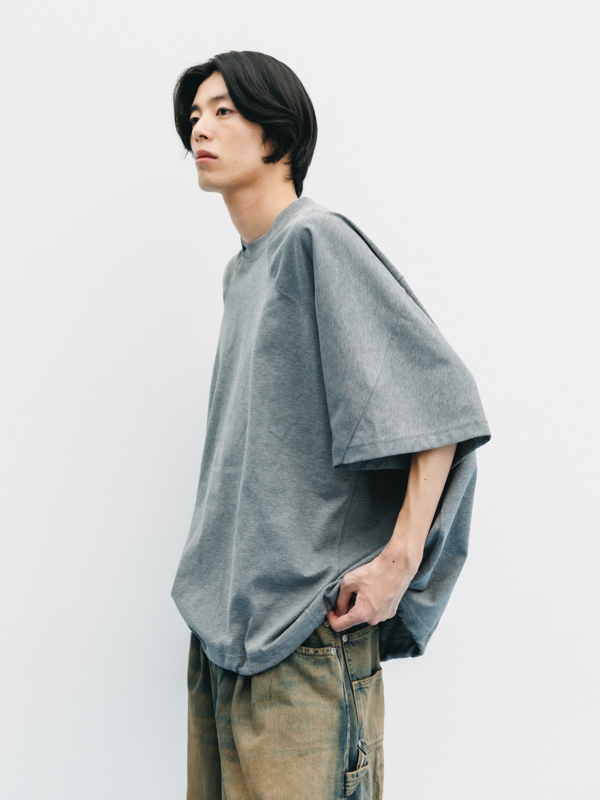【6.6 SAT 20:00- IN STOCK】BLANK GAME S/S T-SHIRT WITH DRAWSTRINGS  (HEATHER GRAY)