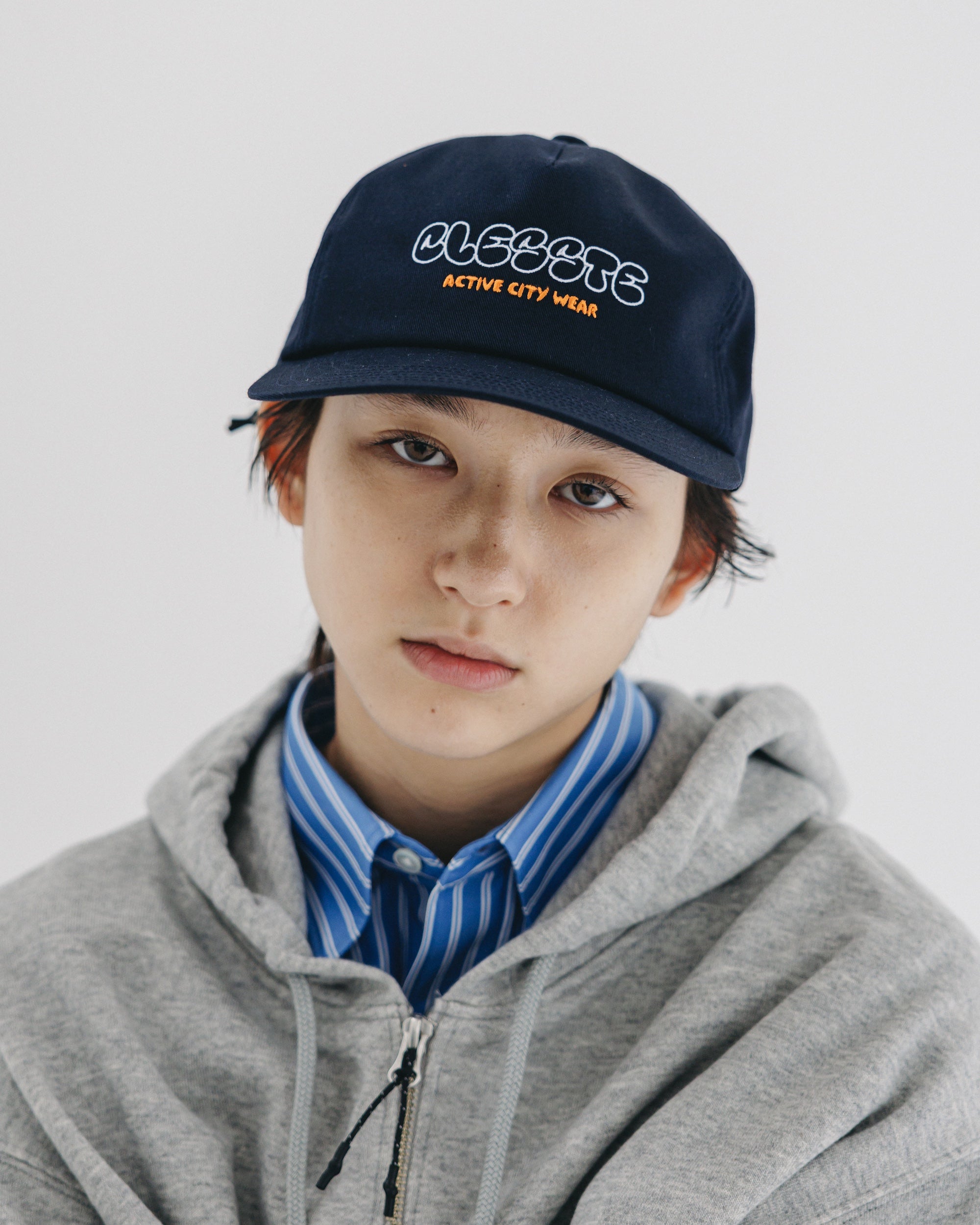 "BUBBLE LOGO" ACTIVE CITY TRUCKER CAP (NAVY×WHITE)