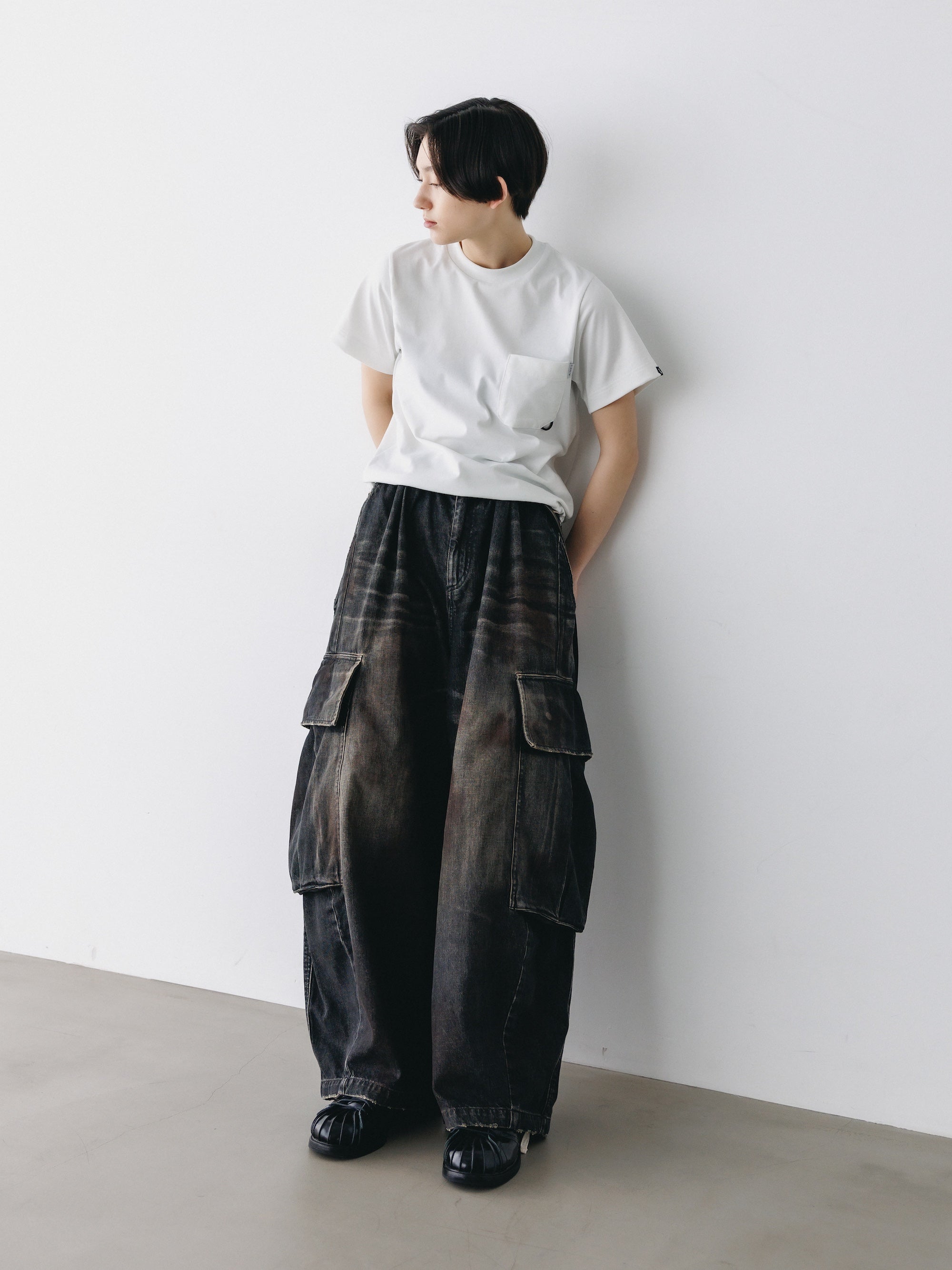VINTAGE DYED SELVEDGE DENIM CITY MEGA POCKET BALLOON CARGO PANTS (VINT