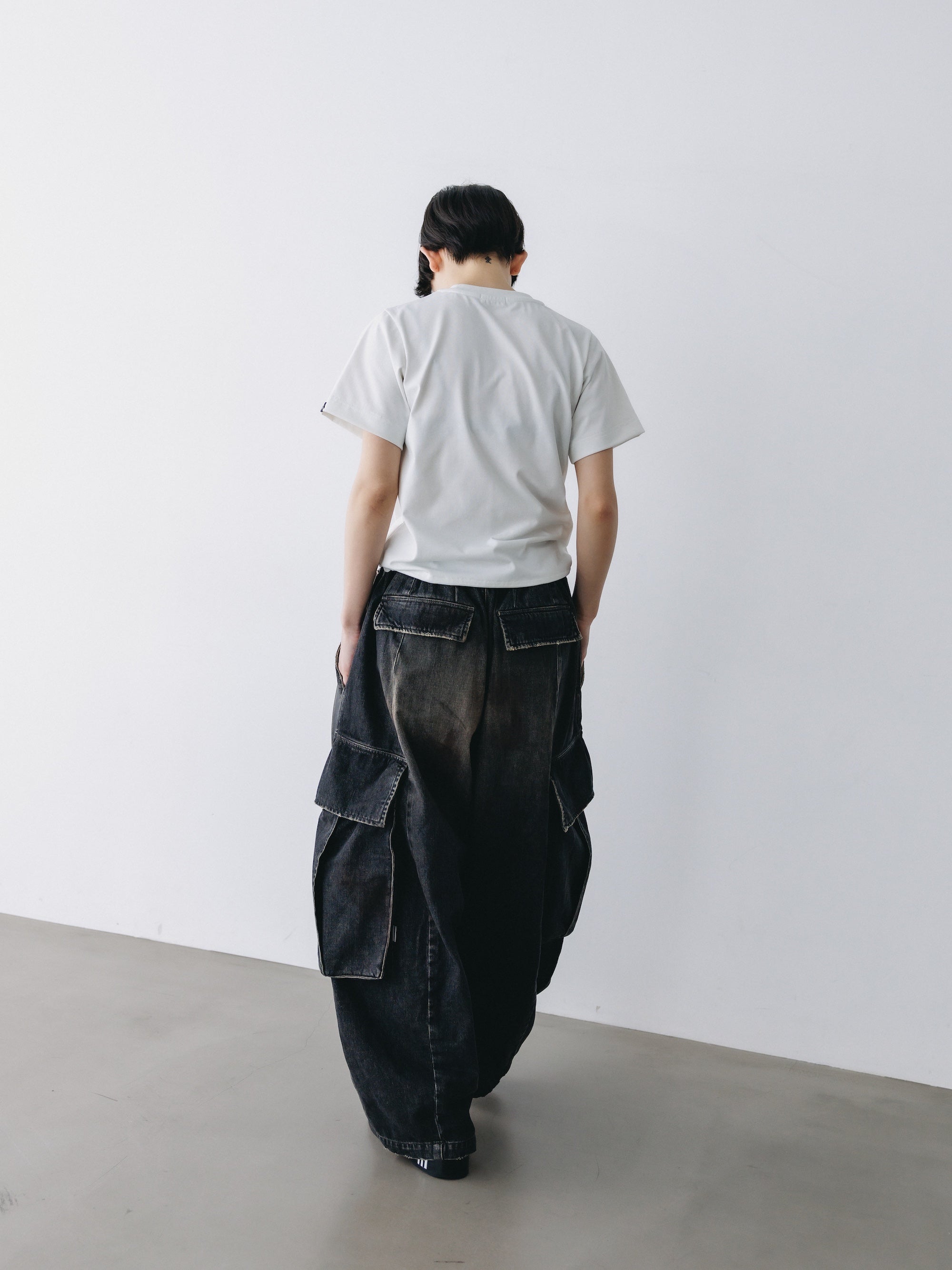 VINTAGE DYED SELVEDGE DENIM CITY MEGA POCKET BALLOON CARGO PANTS (VINTAGE BLACK)