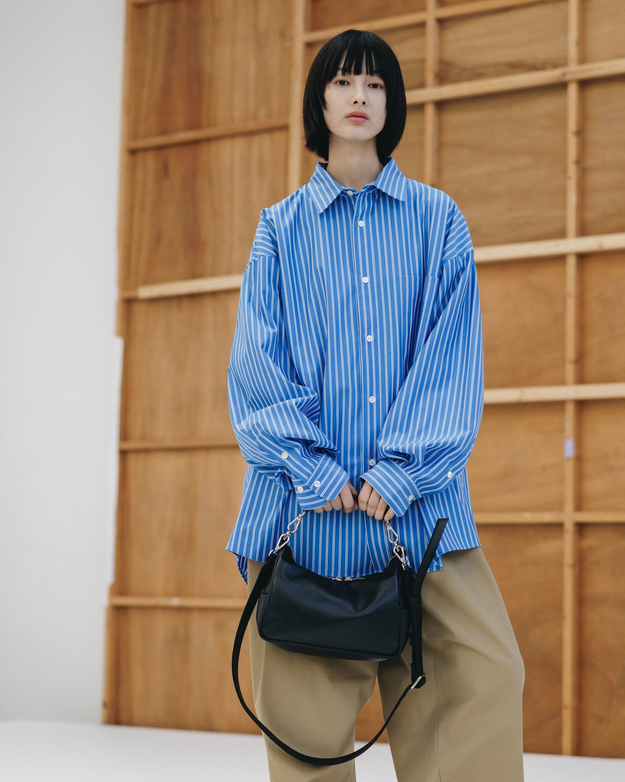 46G KNIT EVERYDAY L/S SHIRT (SAX BLUE STRIPE)