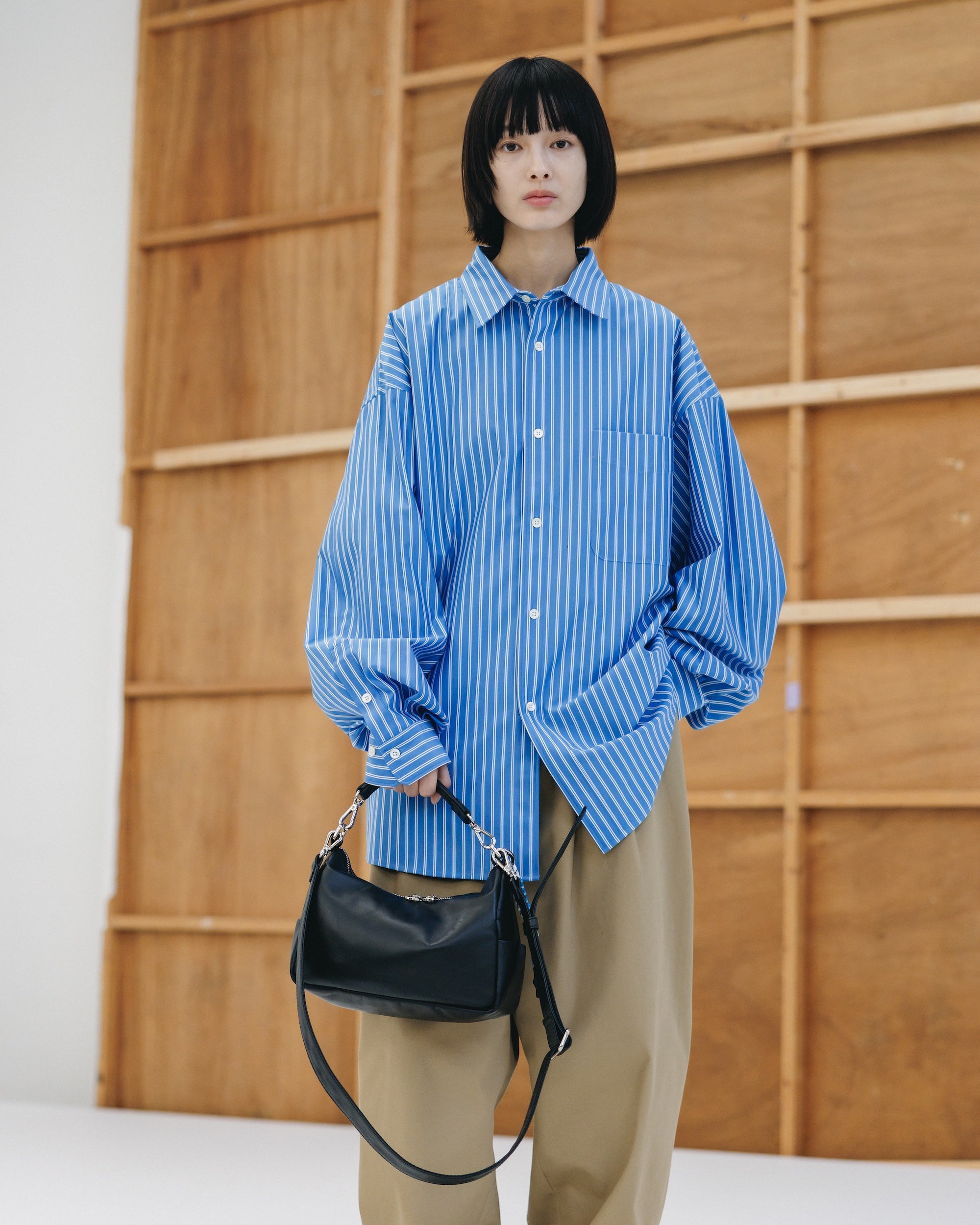 46G KNIT EVERYDAY L/S SHIRT (SAX BLUE STRIPE)