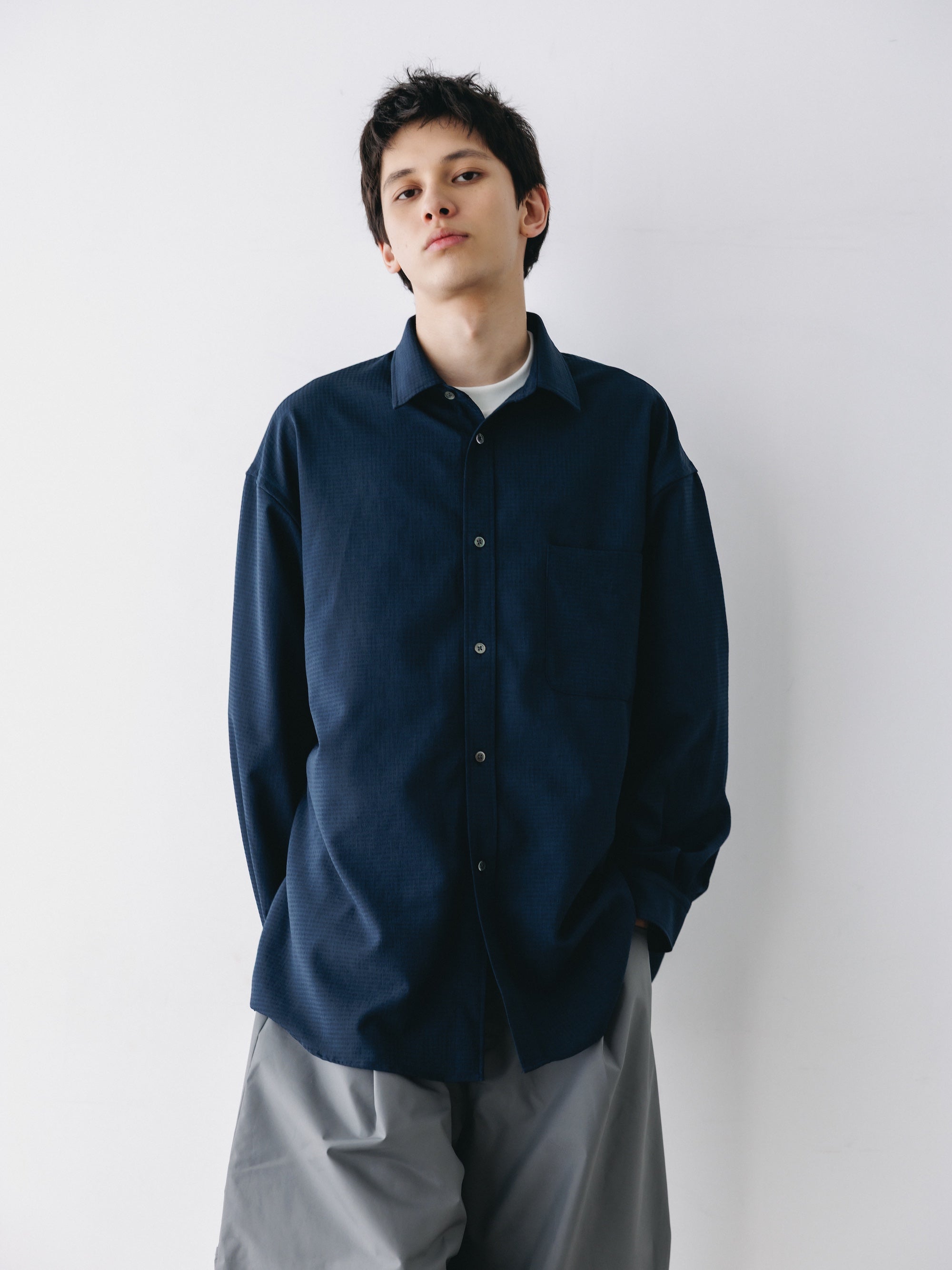 SHADOW GINGHAM CHECK EVERYDAY L/S SHIRT (NAVY)