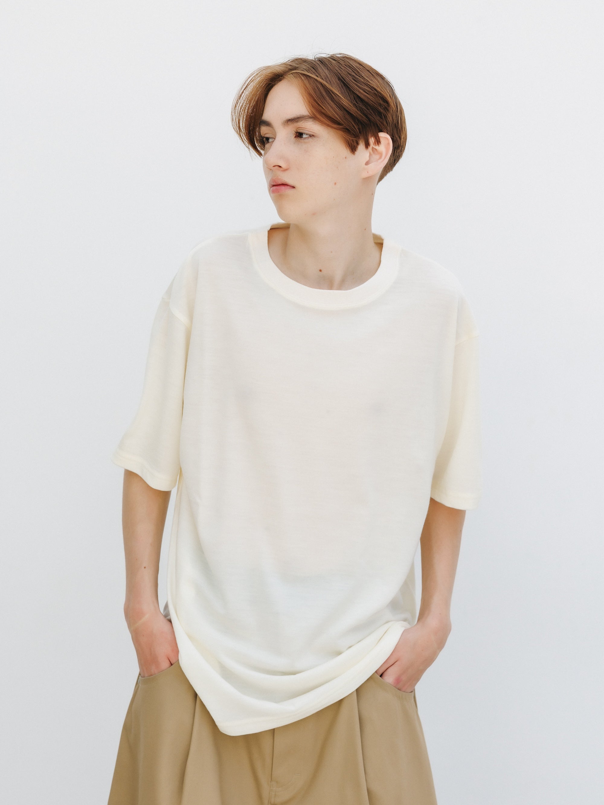 WASHABLE WOOL S/S T-SHIRT (WHITE)