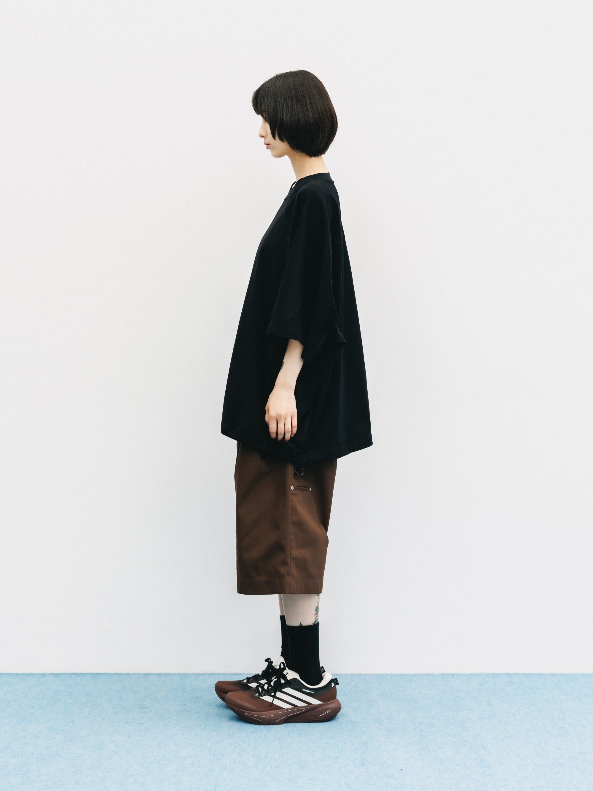 【6.6 SAT 20:00- IN STOCK】T/C GABARDINE CITY BAGGY HALF PANTS (BROWN)