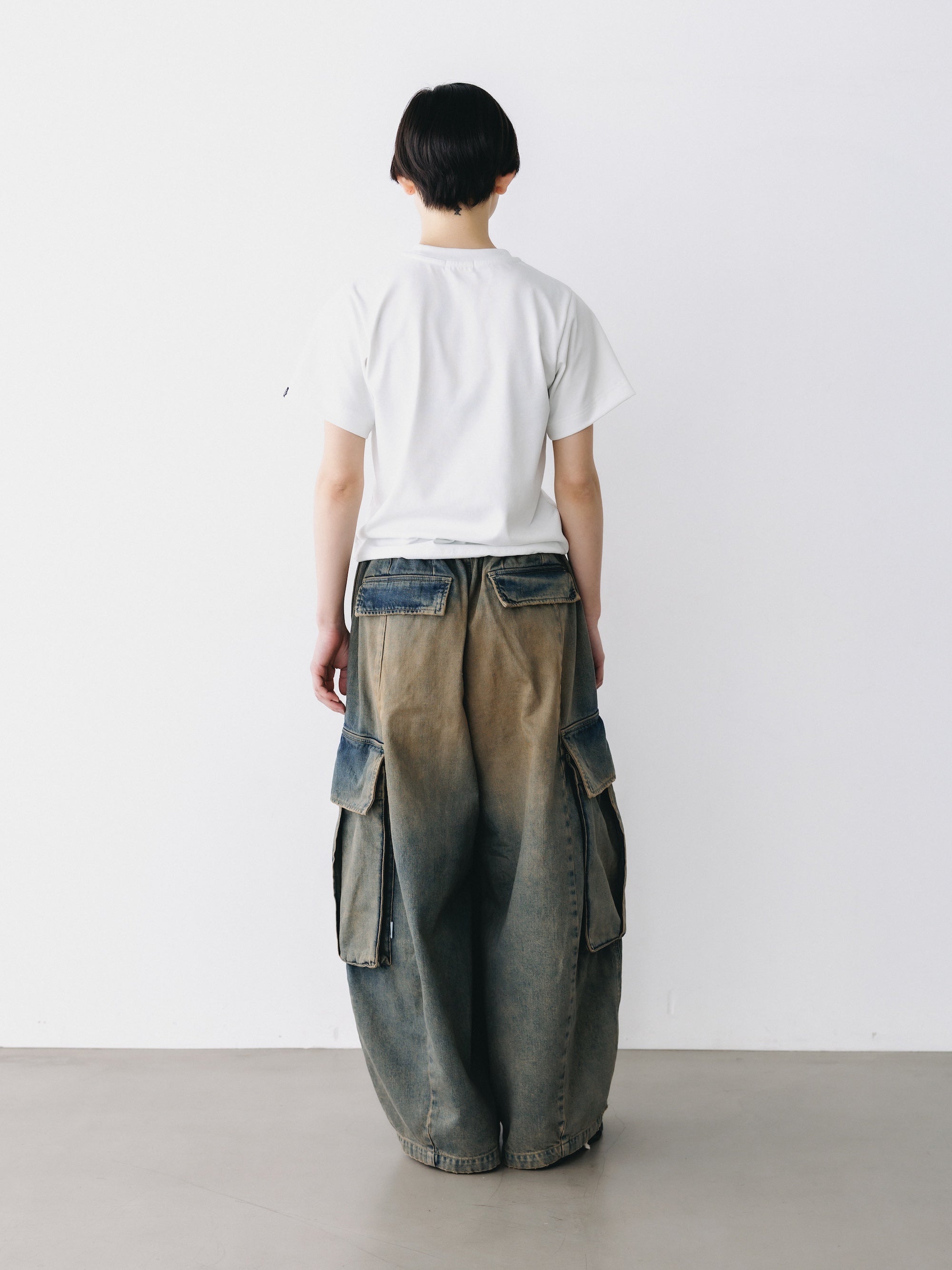 VINTAGE DYED SELVEDGE DENIM CITY MEGA POCKET BALLOON CARGO PANTS (VINTAGE BEIGE)