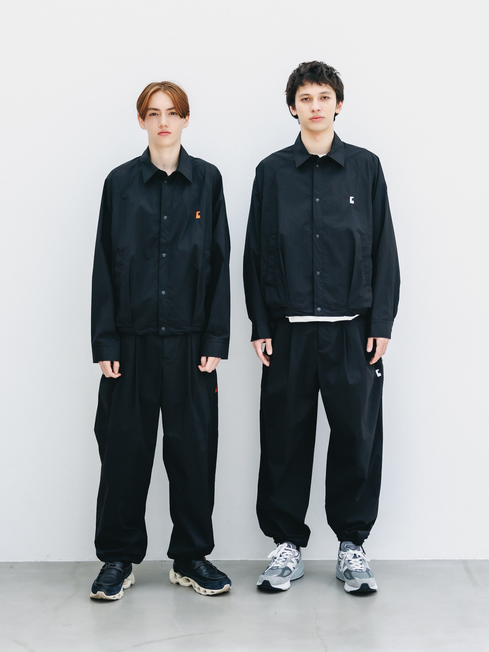 "C” CRISPY NYLON CITY UNIFORM BALLOON L/S SHIRT JACKET (BLACK×ORANGE)
