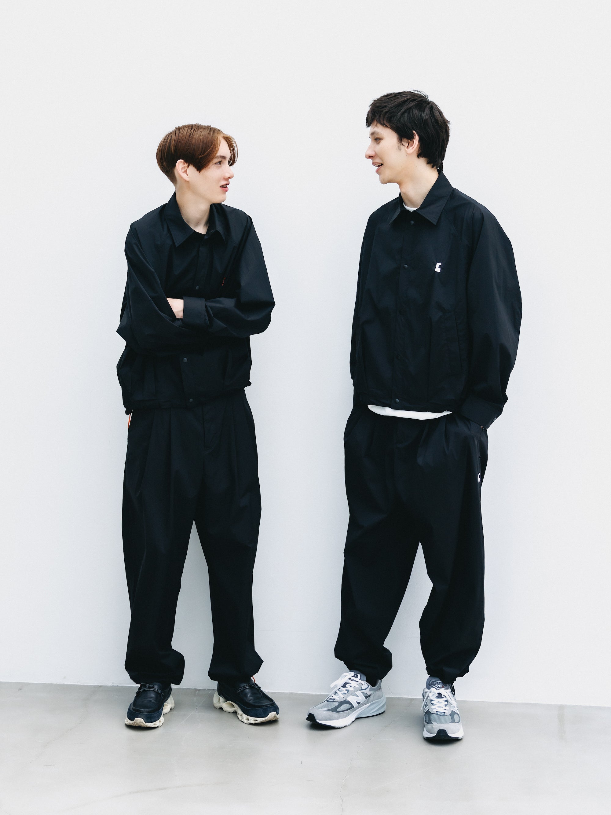 "C” CRISPY NYLON CITY UNIFORM BALLOON L/S SHIRT JACKET (BLACK×ORANGE)