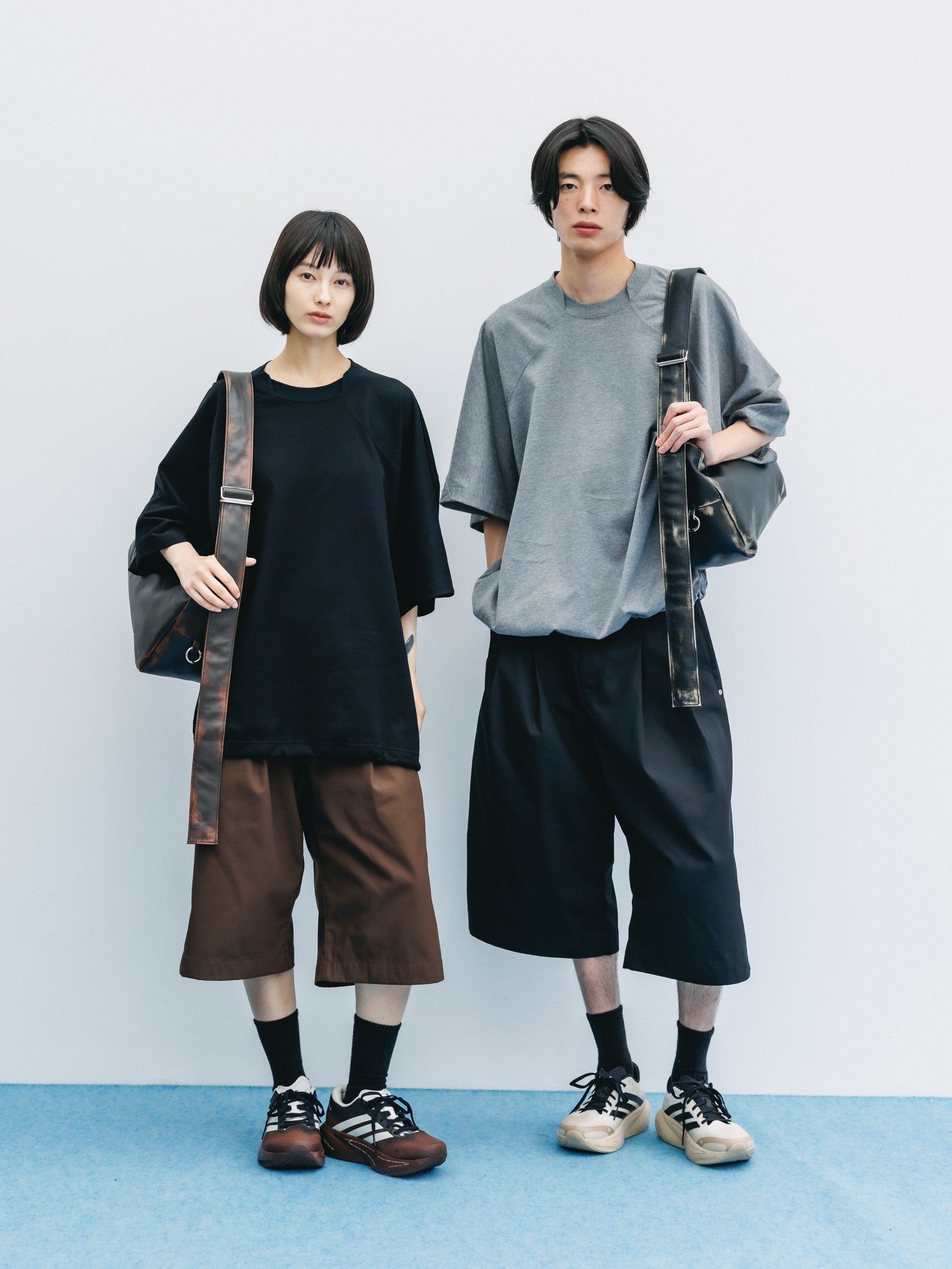 【6.6 SAT 20:00- IN STOCK】T/C GABARDINE CITY BAGGY HALF PANTS (BROWN)