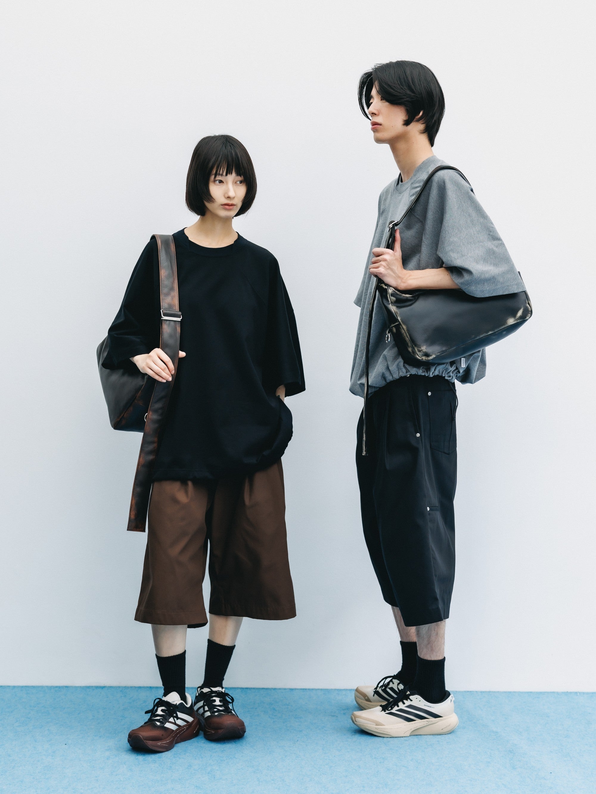 【6.6 SAT 20:00- IN STOCK】T/C GABARDINE CITY BAGGY HALF PANTS (BLACK)