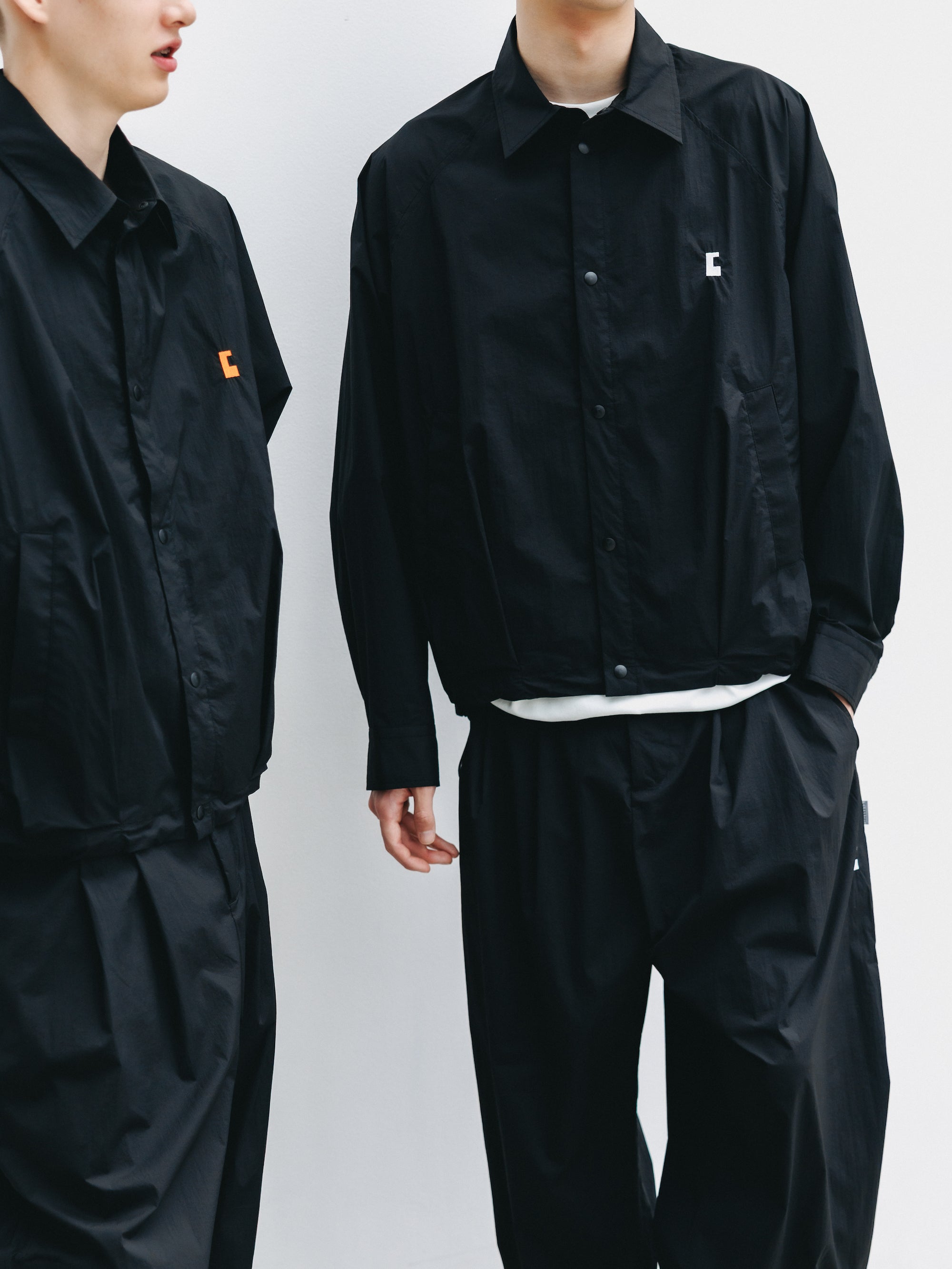 "C” CRISPY NYLON CITY UNIFORM BALLOON L/S SHIRT JACKET (BLACK×WHITE)
