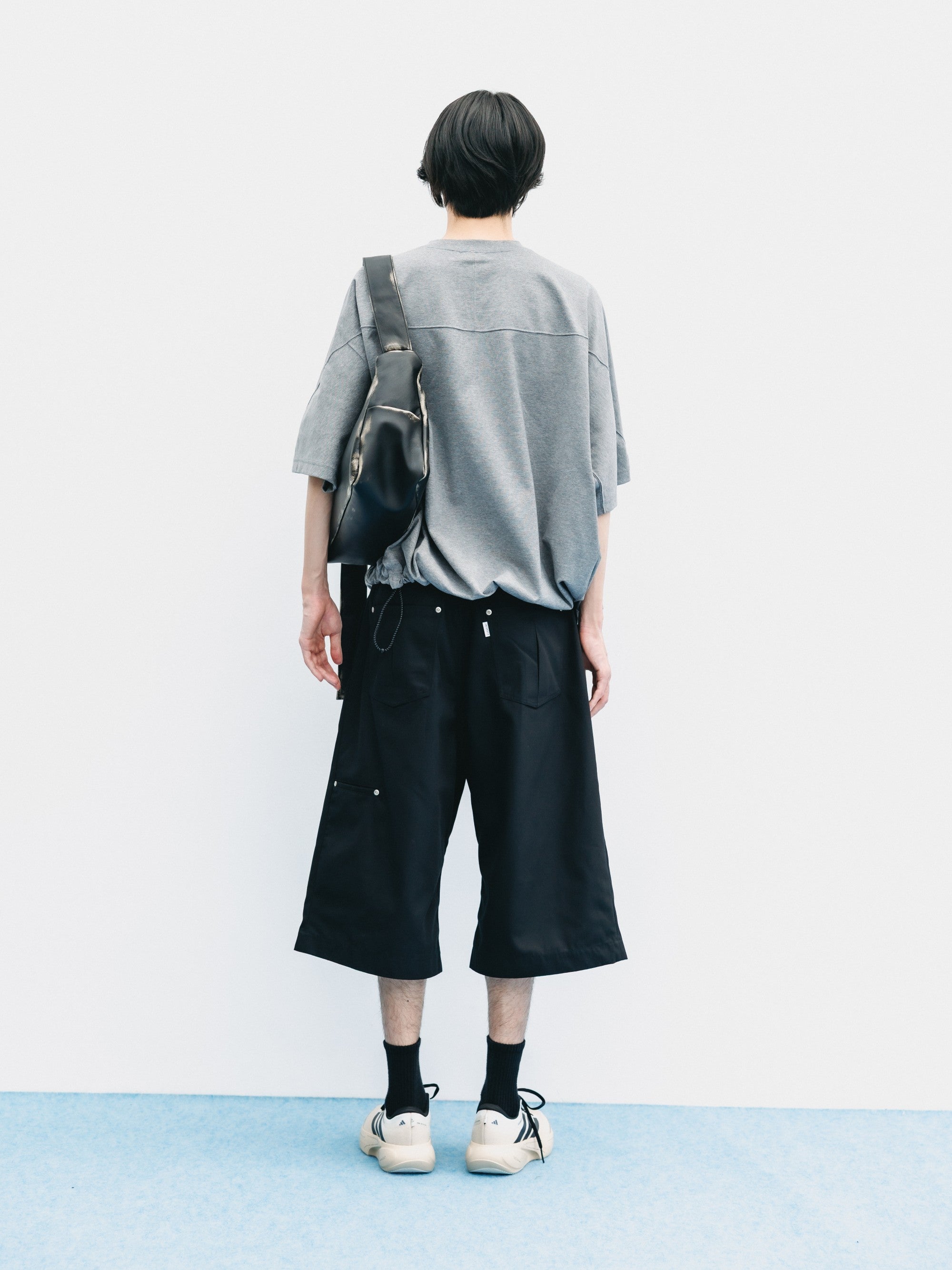 【6.6 SAT 20:00- IN STOCK】T/C GABARDINE CITY BAGGY HALF PANTS (BLACK)