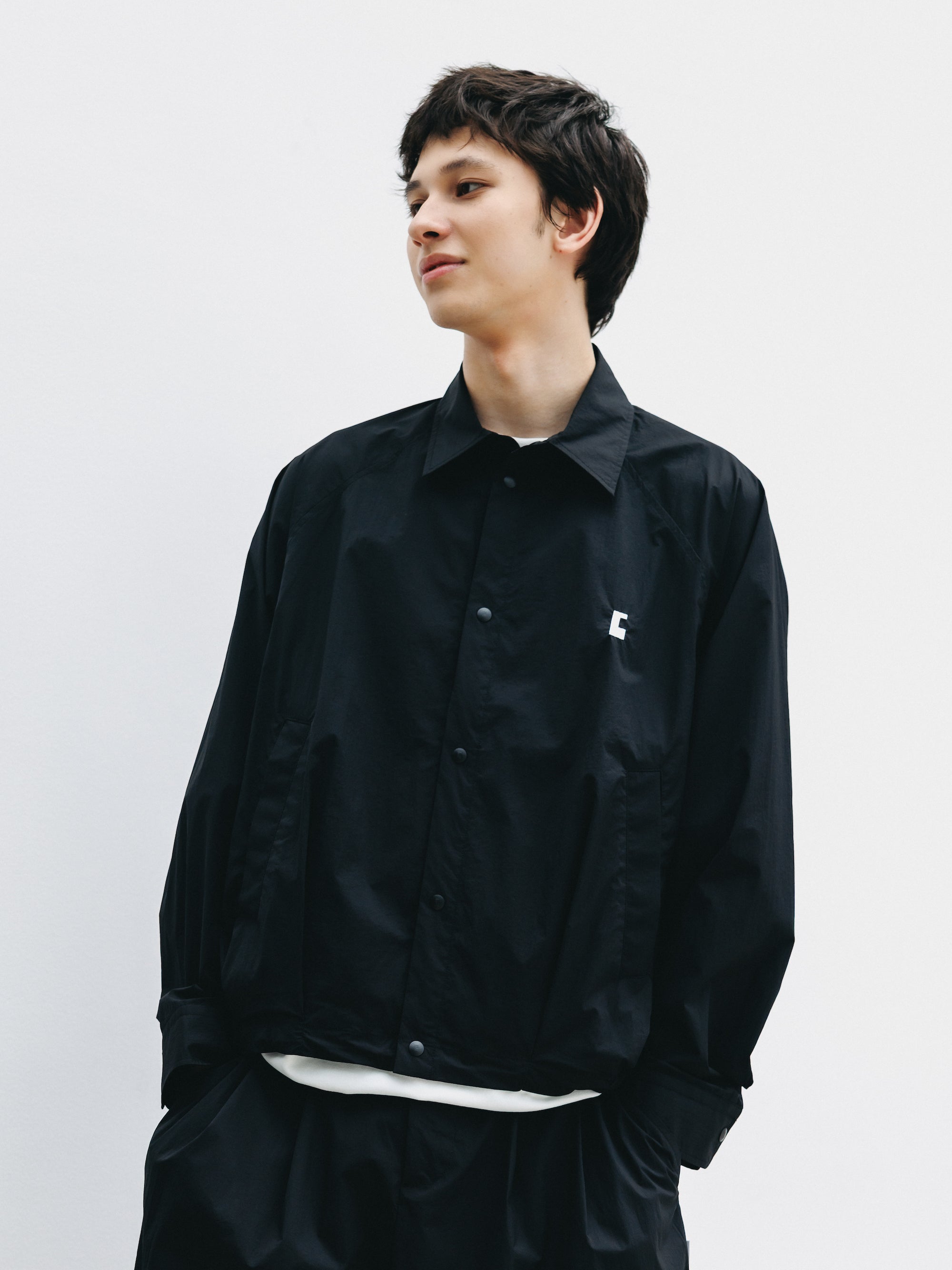 完売 CLESSTE NYLON CITY UNIFORM JACKET 黒 1 C” CRISPY NYLON CITY UNIFORM BALLOON L/S SHIRT JACKET (BLACK×WHITE)