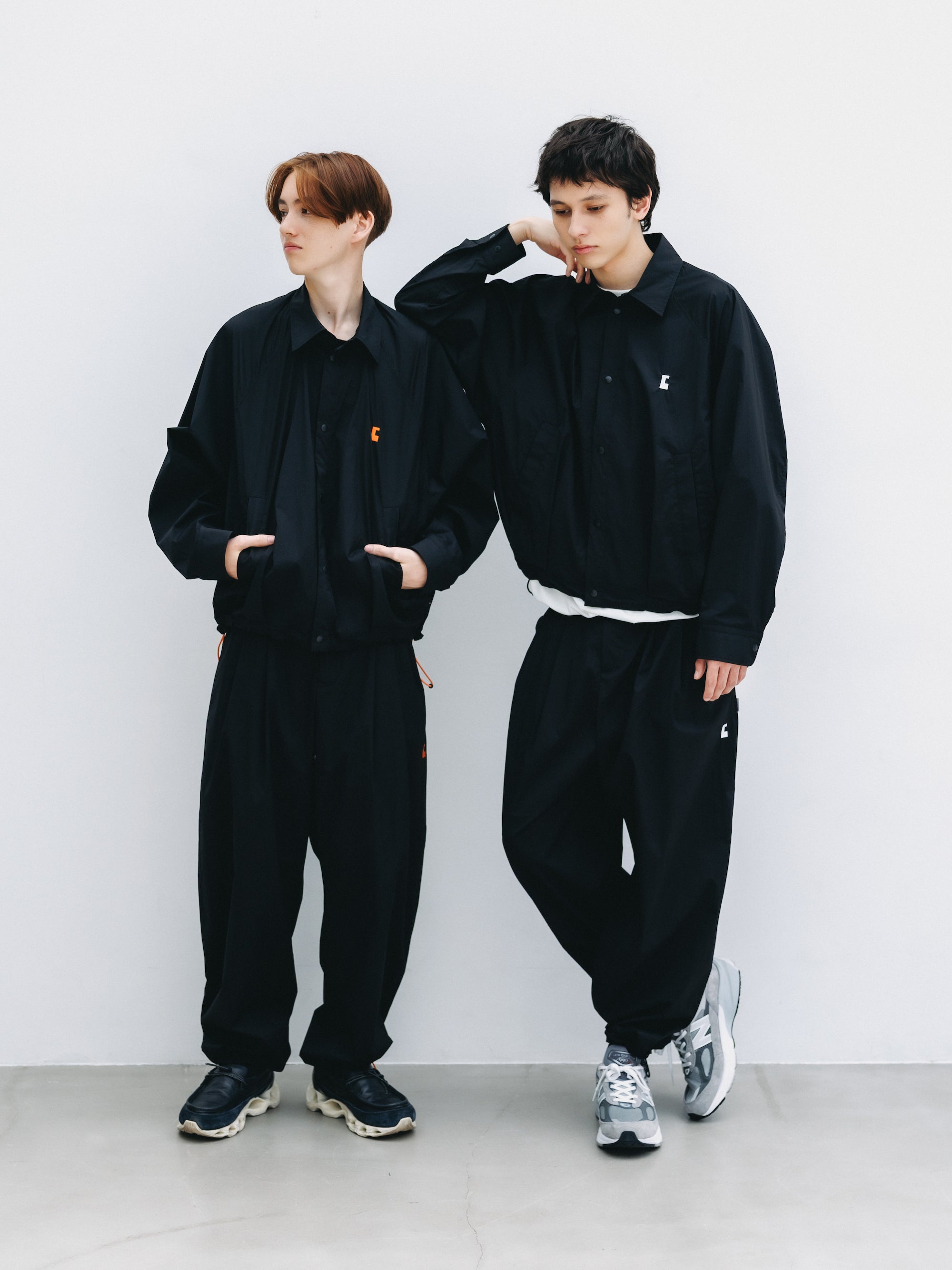 "C” CRISPY NYLON CITY UNIFORM BALLOON L/S SHIRT JACKET (BLACK×WHITE)