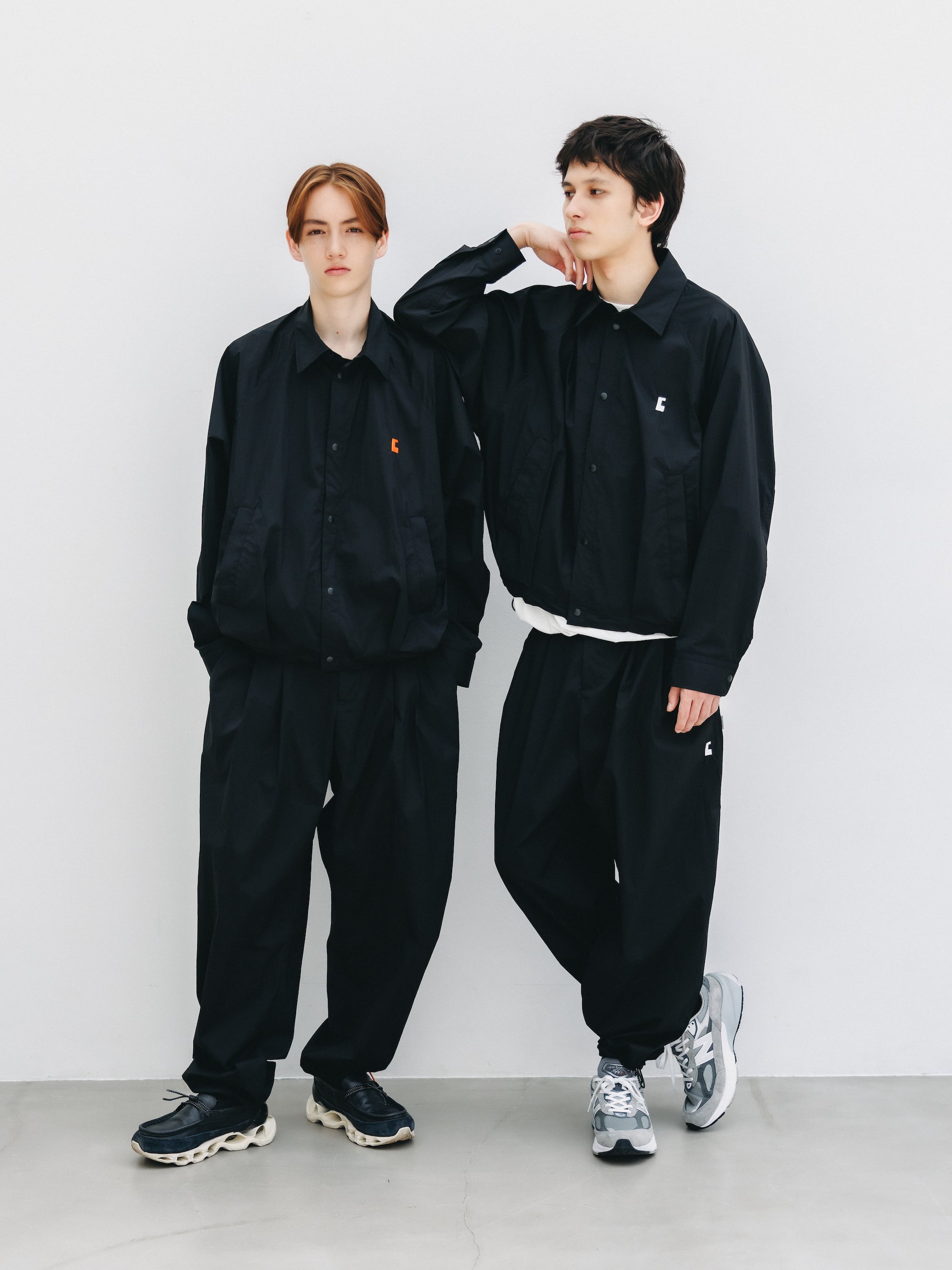 C” CRISPY NYLON CITY UNIFORM BALLOON L/S SHIRT JACKET (BLACK×WHITE)