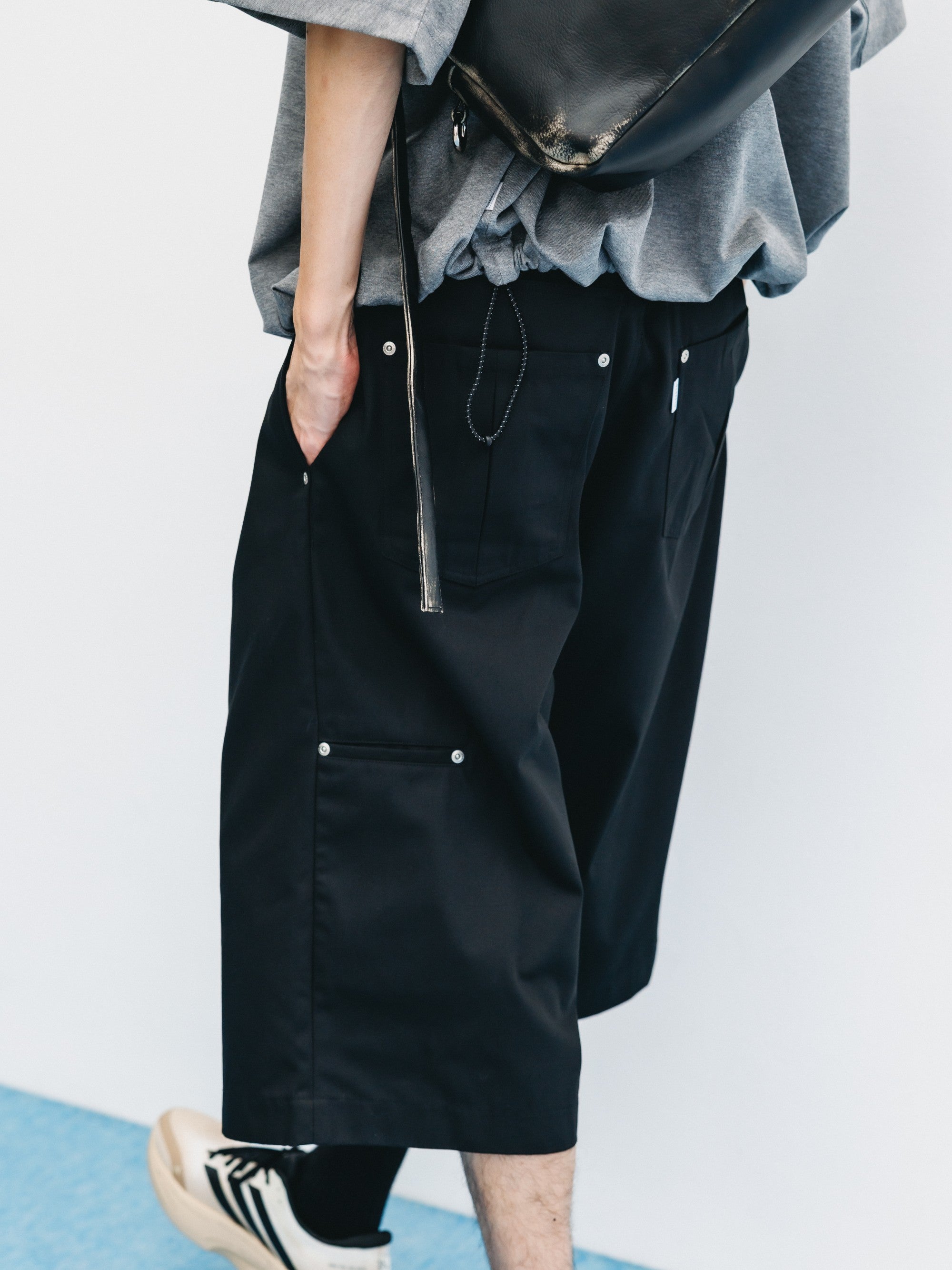 nagonstans pocketｓ half-pants 新品 6.6 SAT 20:00- IN STOCK】T/C GABARDINE CITY BAGGY HALF PANTS (BLACK)