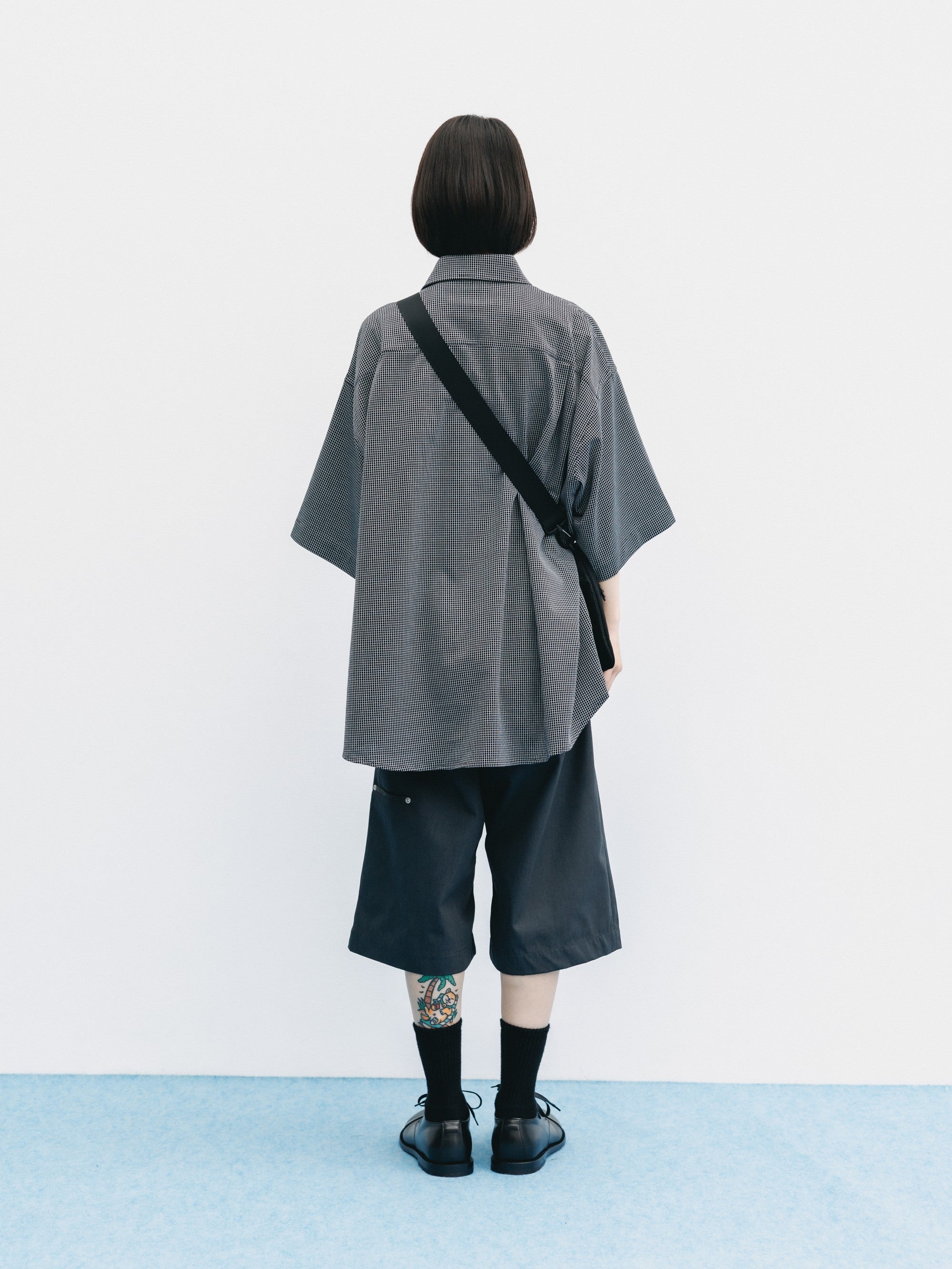 【6.6 SAT 20:00- IN STOCK】T/C GABARDINE CITY BAGGY HALF PANTS (CHARCOAL)