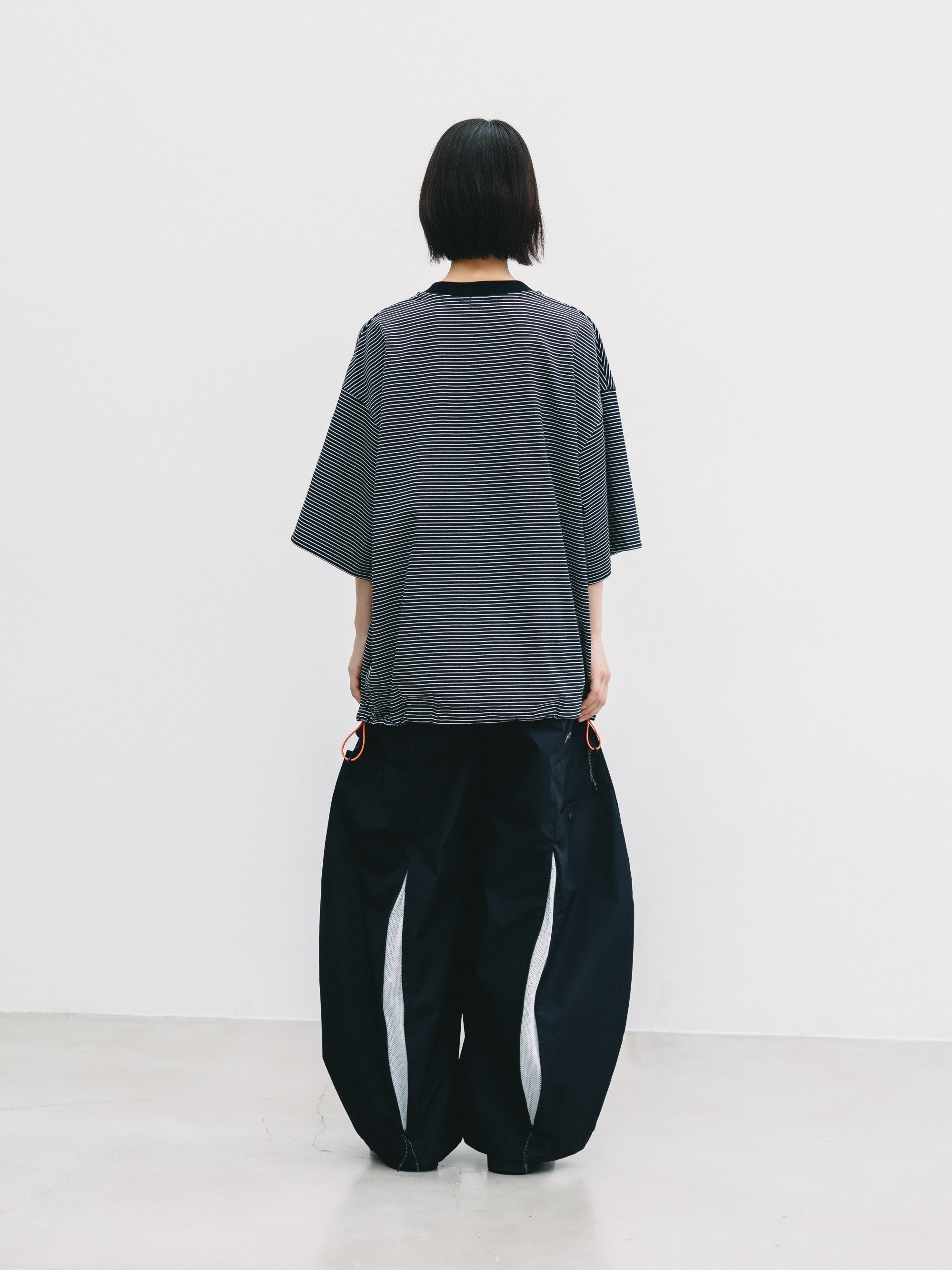 【6.13 SAT 20:00- IN STOCK】"C×CONCEPT" STRIPED S/S T-SHIRT WITH DRAWSTRINGS (BLACK×WHITE)