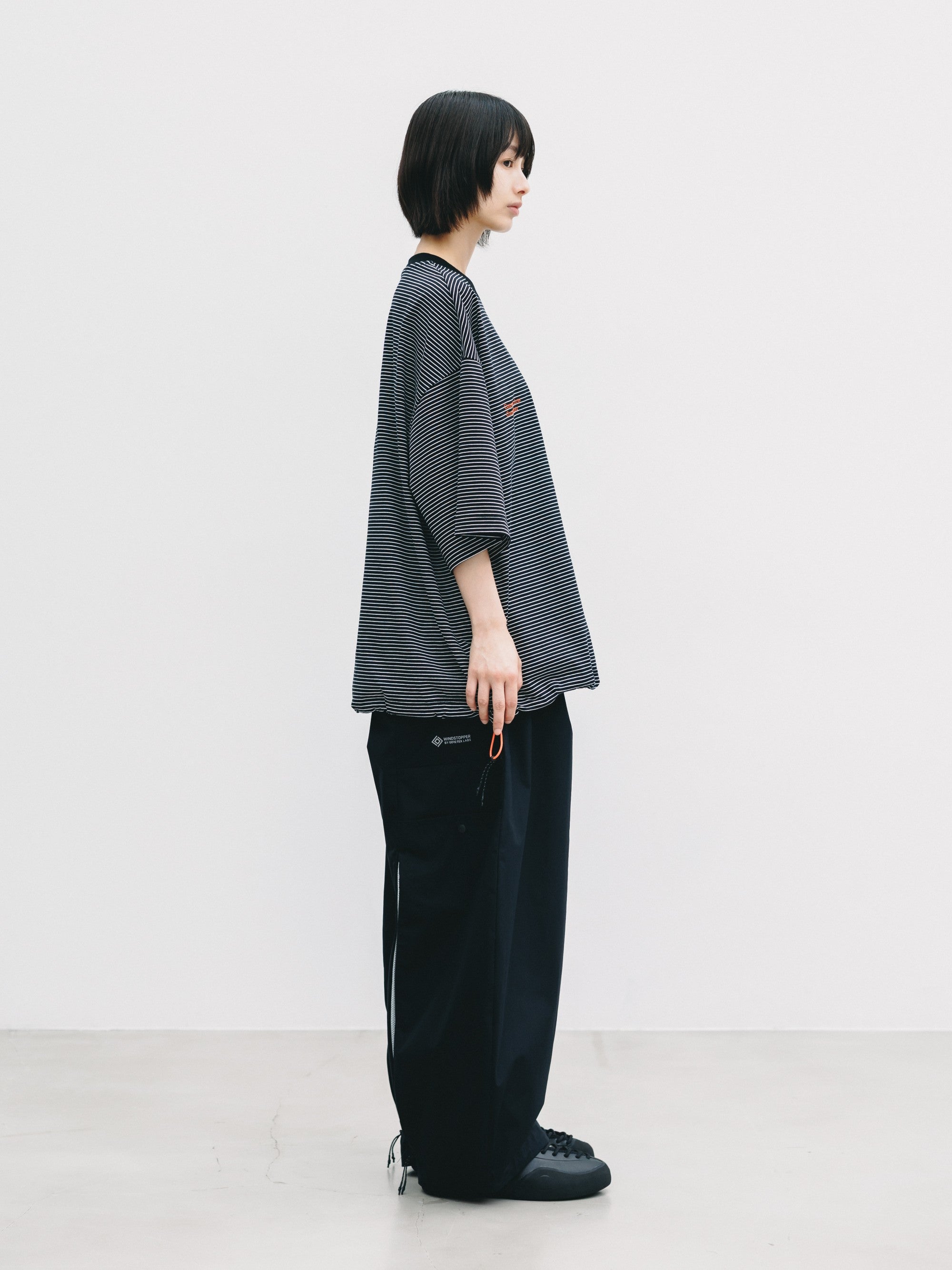【6.13 SAT 20:00- IN STOCK】"C×CONCEPT" STRIPED S/S T-SHIRT WITH DRAWSTRINGS (BLACK×WHITE)