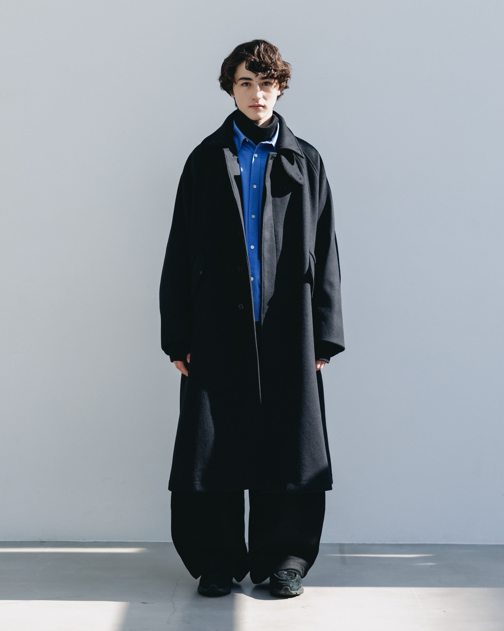 WOOL MELTON BALMACAAN COAT (BLACK)