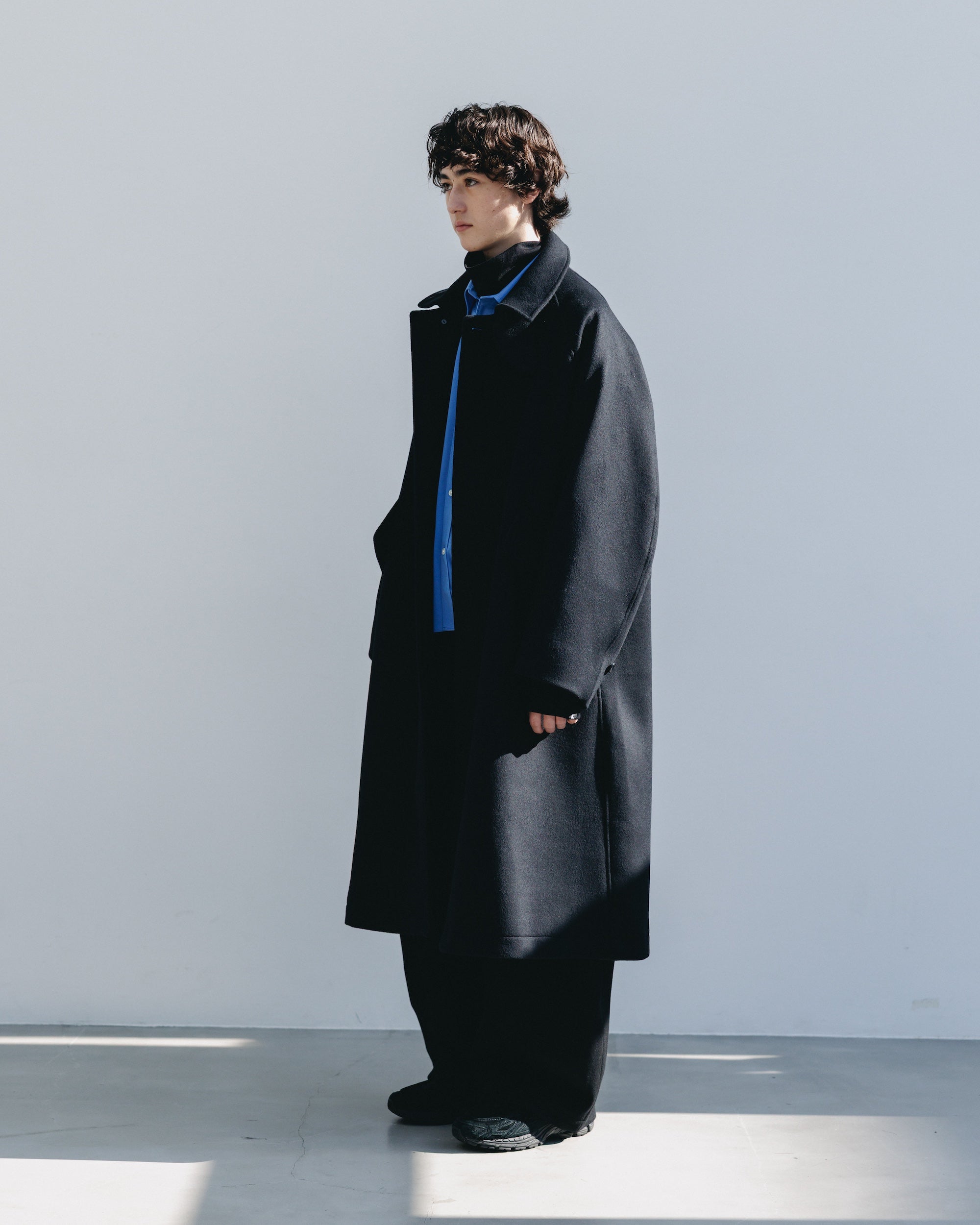 12.10 WED 20:00- IN STOCK】WOOL MELTON BALMACAAN COAT (BLACK)
