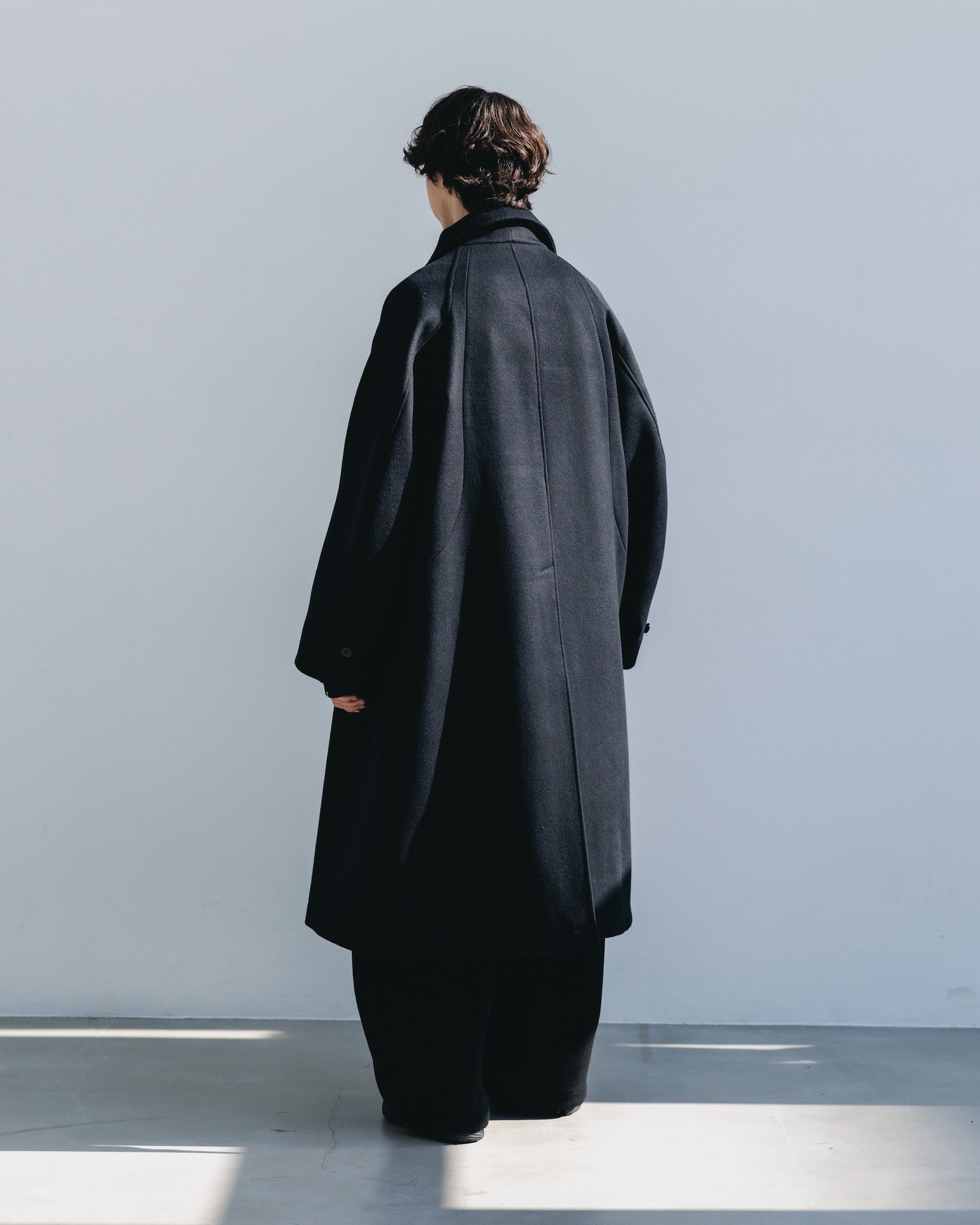 12.20 SAT 20:00- INSTOCK】WOOL MELTON BALMACAAN COAT (BLACK)
