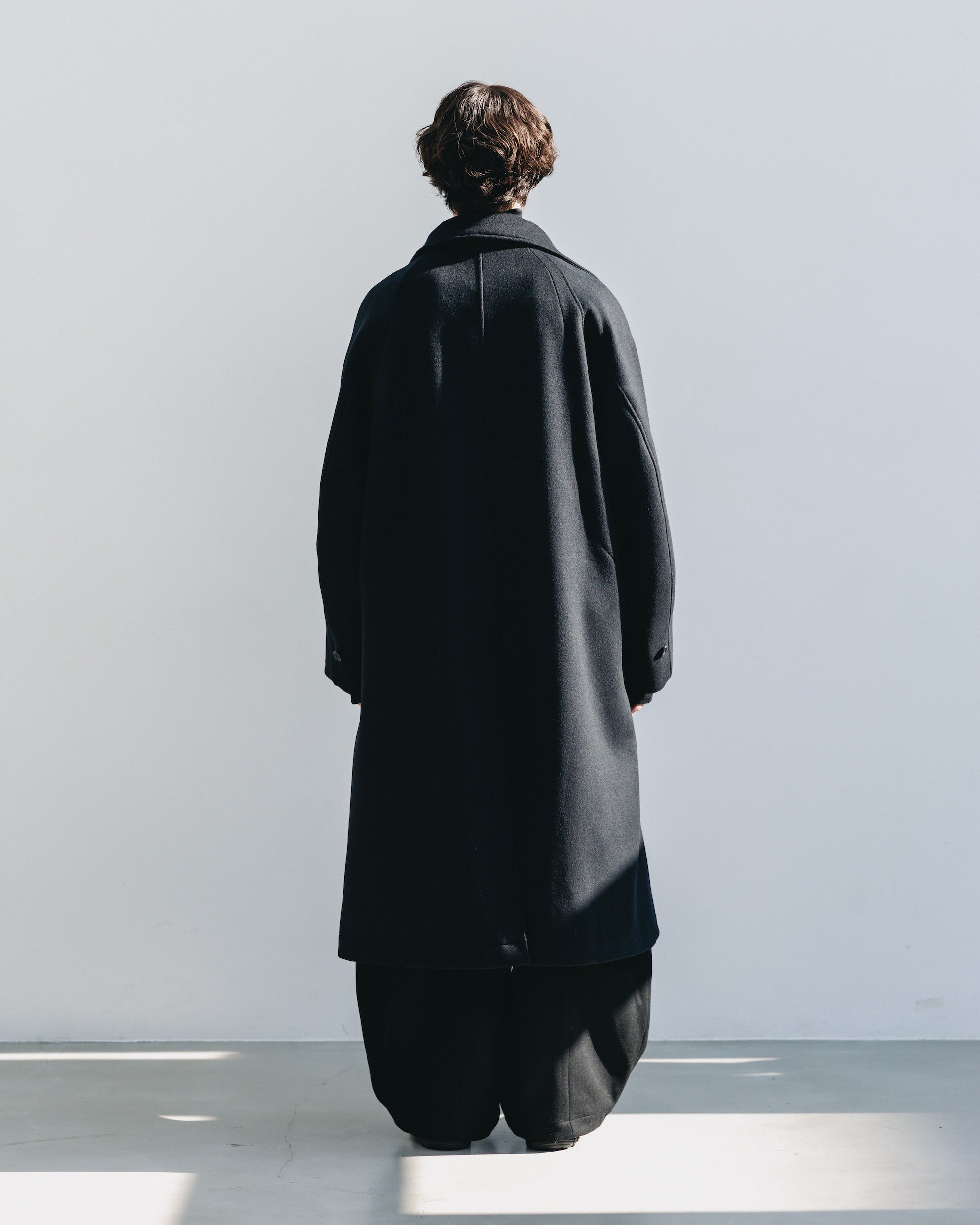 【12.10 WED 20:00- IN STOCK】WOOL MELTON BALMACAAN COAT (BLACK)