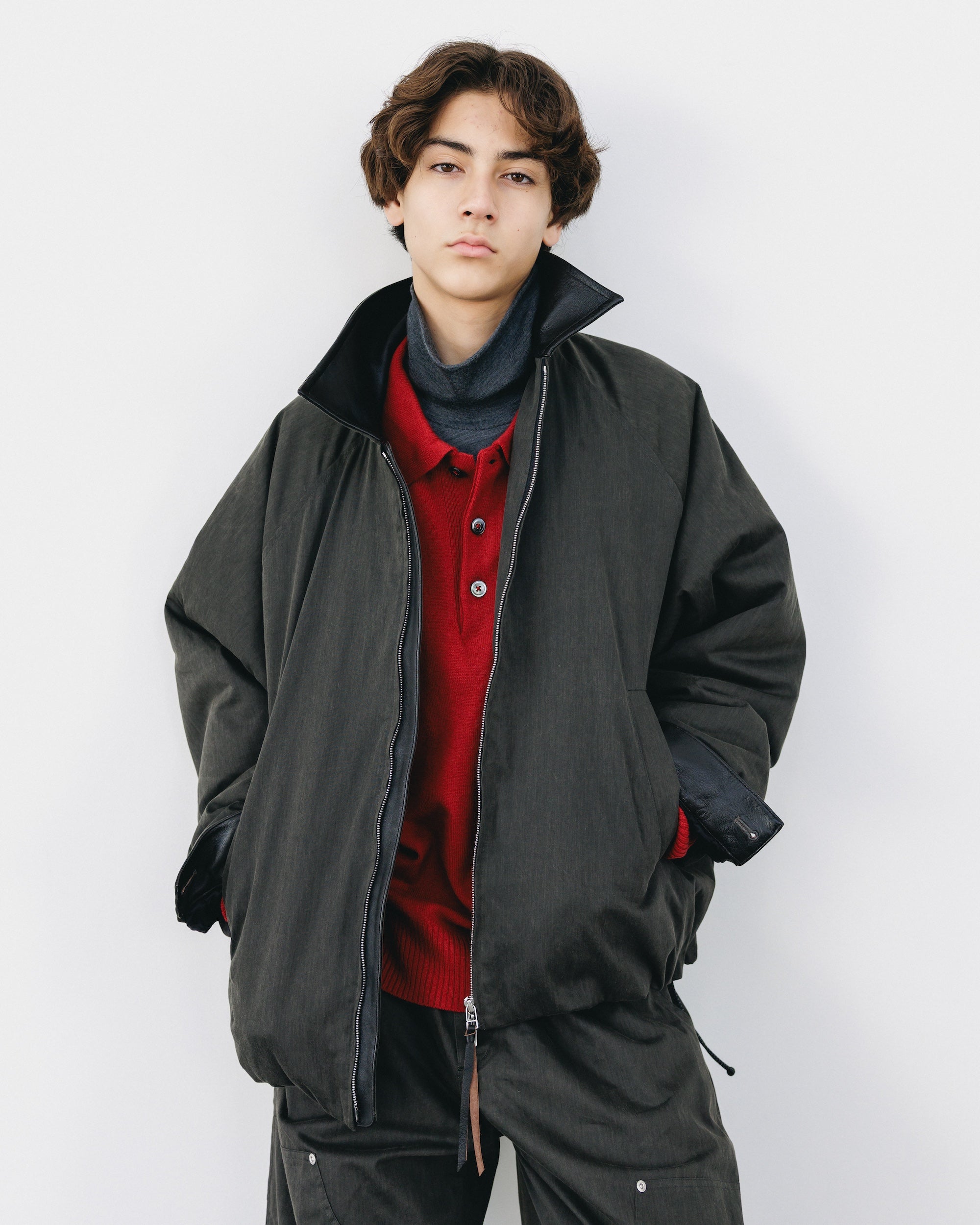 VINTAGE EFFECT PADDED CITY UTILITY JACKET (BLACK)