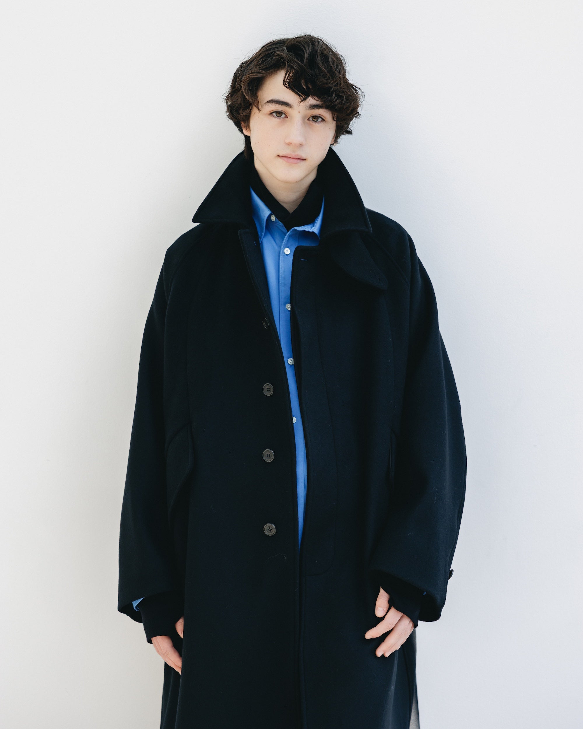 【12.10 WED 20:00- IN STOCK】WOOL MELTON BALMACAAN COAT (BLACK)