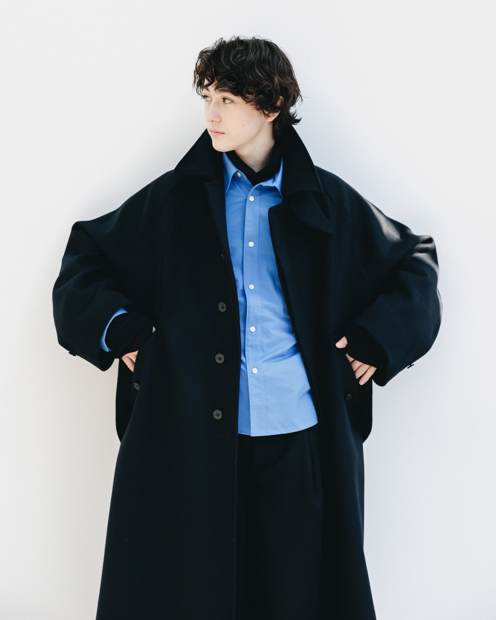 【12.10 WED 20:00- IN STOCK】WOOL MELTON BALMACAAN COAT (BLACK)