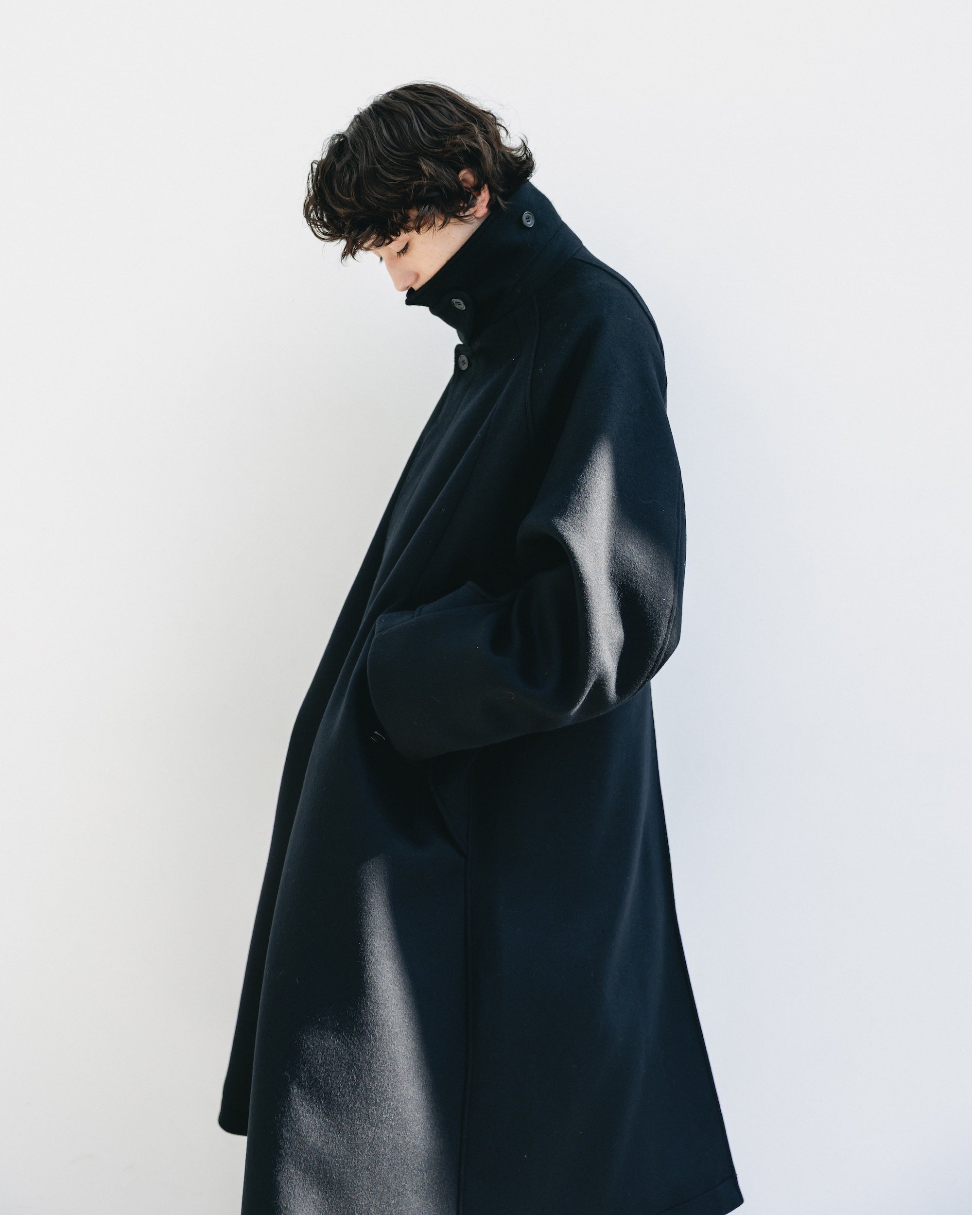 12.20 SAT 20:00- INSTOCK】WOOL MELTON BALMACAAN COAT (BLACK)