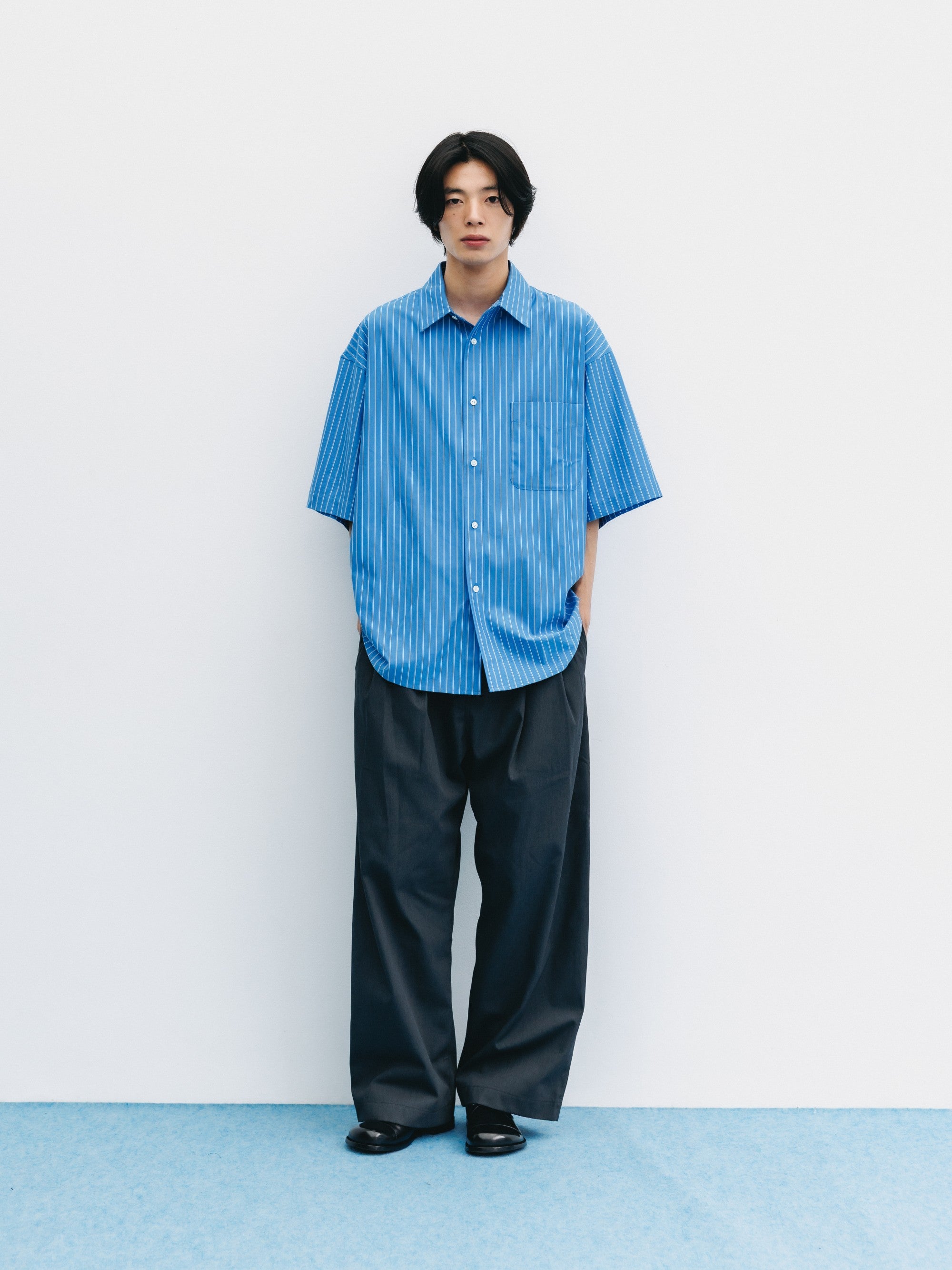 【8.5 WED 20:00- IN STOCK】T/C GABARDINE CITY WIDE STRAIGHT PANTS (CHARCOAL)