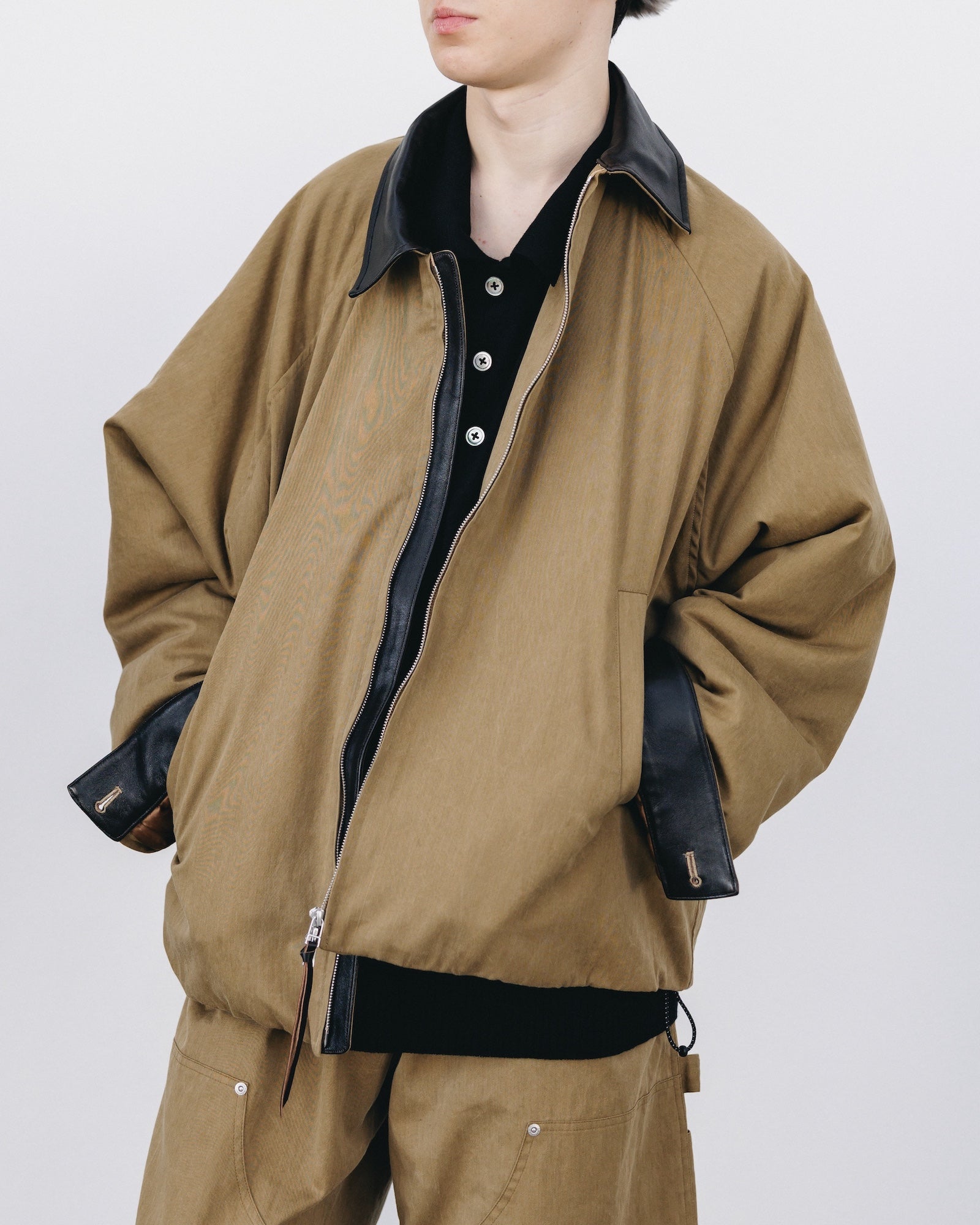 VINTAGE EFFECT PADDED CITY UTILITY JACKET (BEIGE)