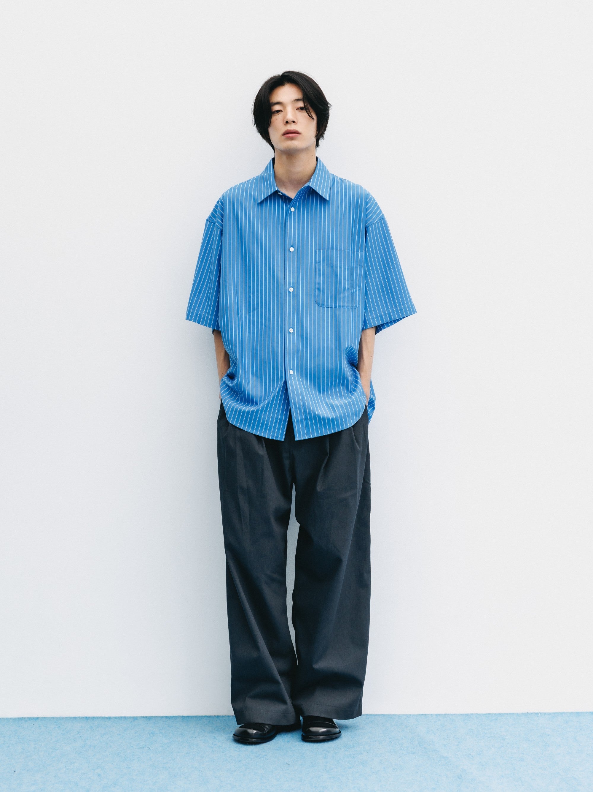 【8.5 WED 20:00- IN STOCK】T/C GABARDINE CITY WIDE STRAIGHT PANTS (CHARCOAL)
