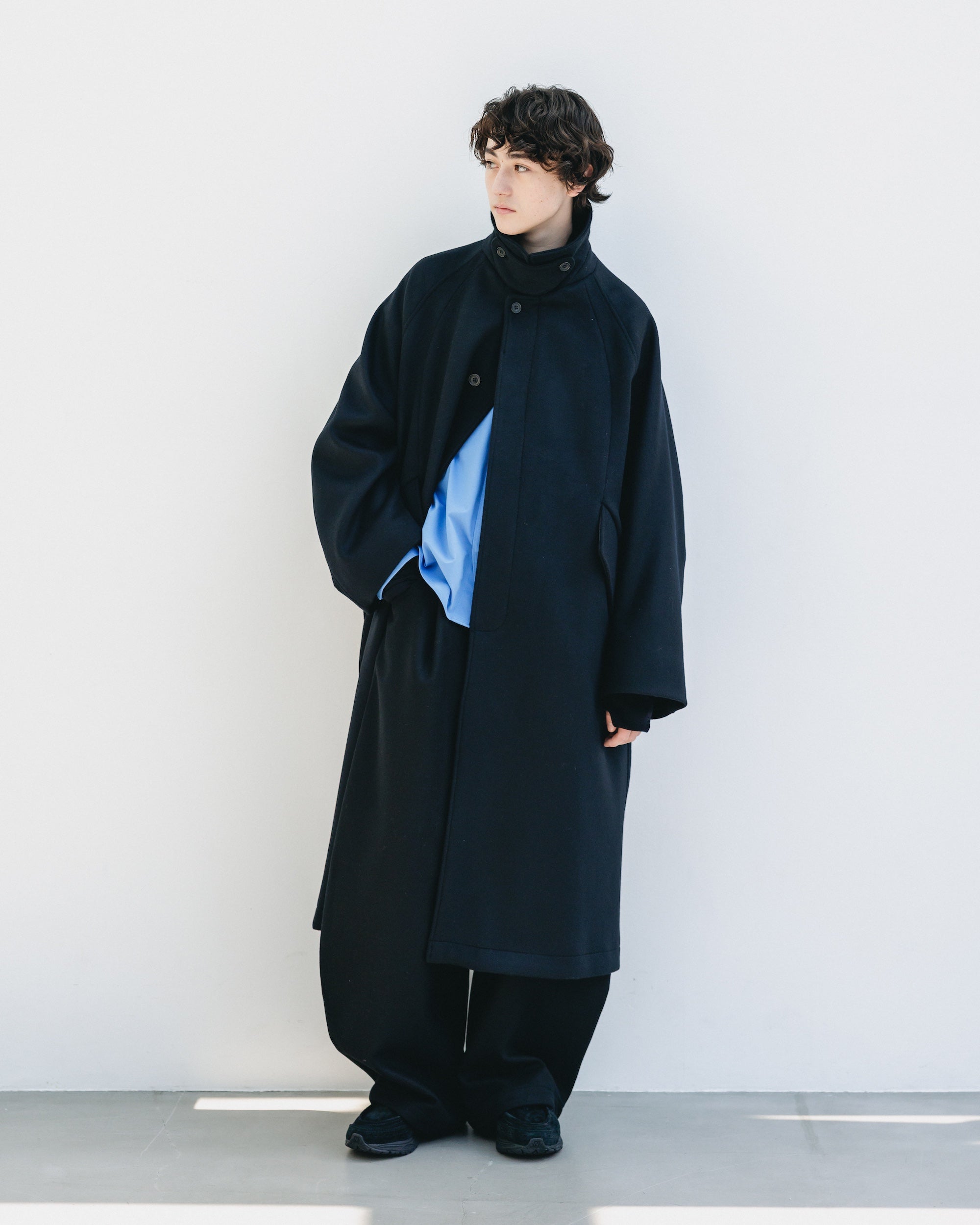 12.20 SAT 20:00- INSTOCK】WOOL MELTON BALMACAAN COAT (BLACK)
