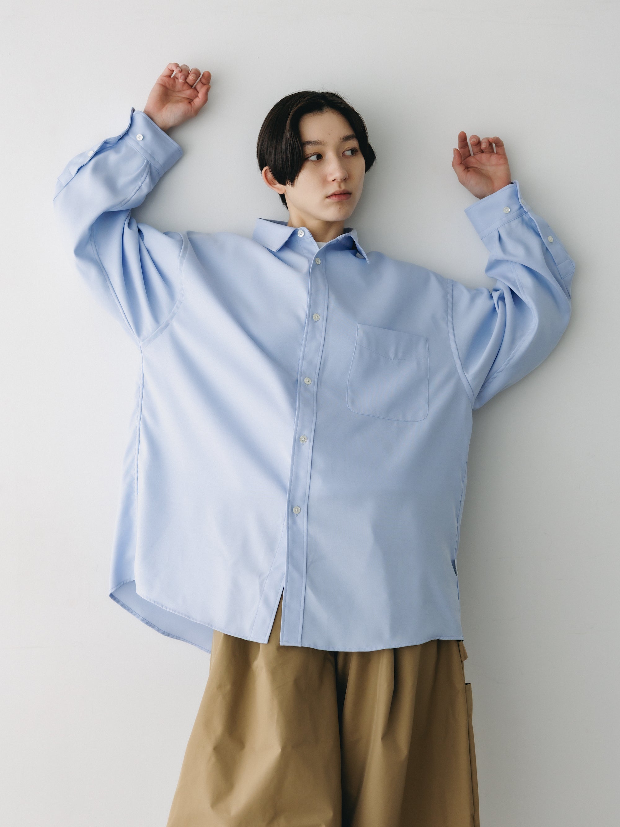 【新品未使用】ёра   oxford shirt"SAX" 1200W-6640-Black-0-