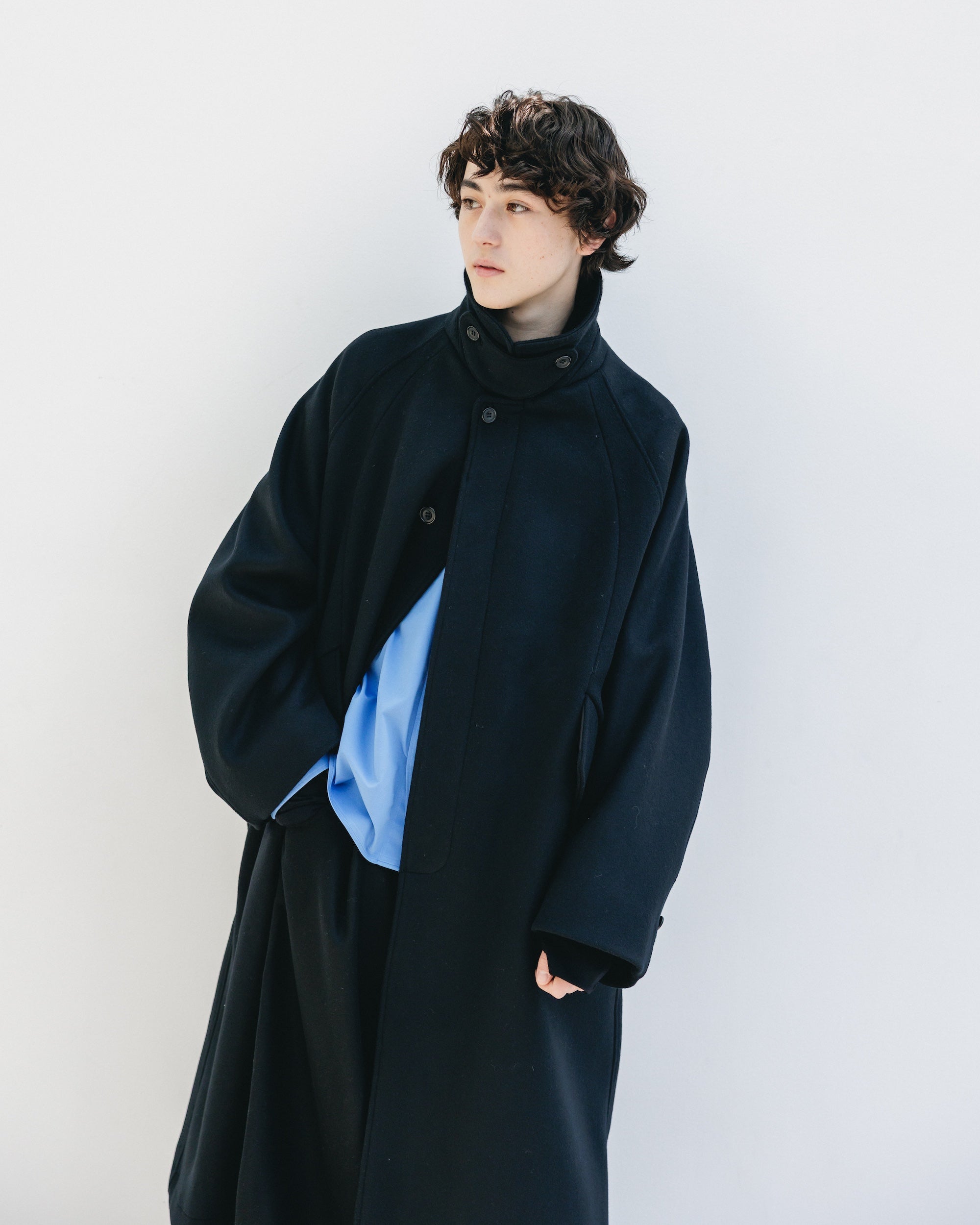 【12.10 WED 20:00- IN STOCK】WOOL MELTON BALMACAAN COAT (BLACK)