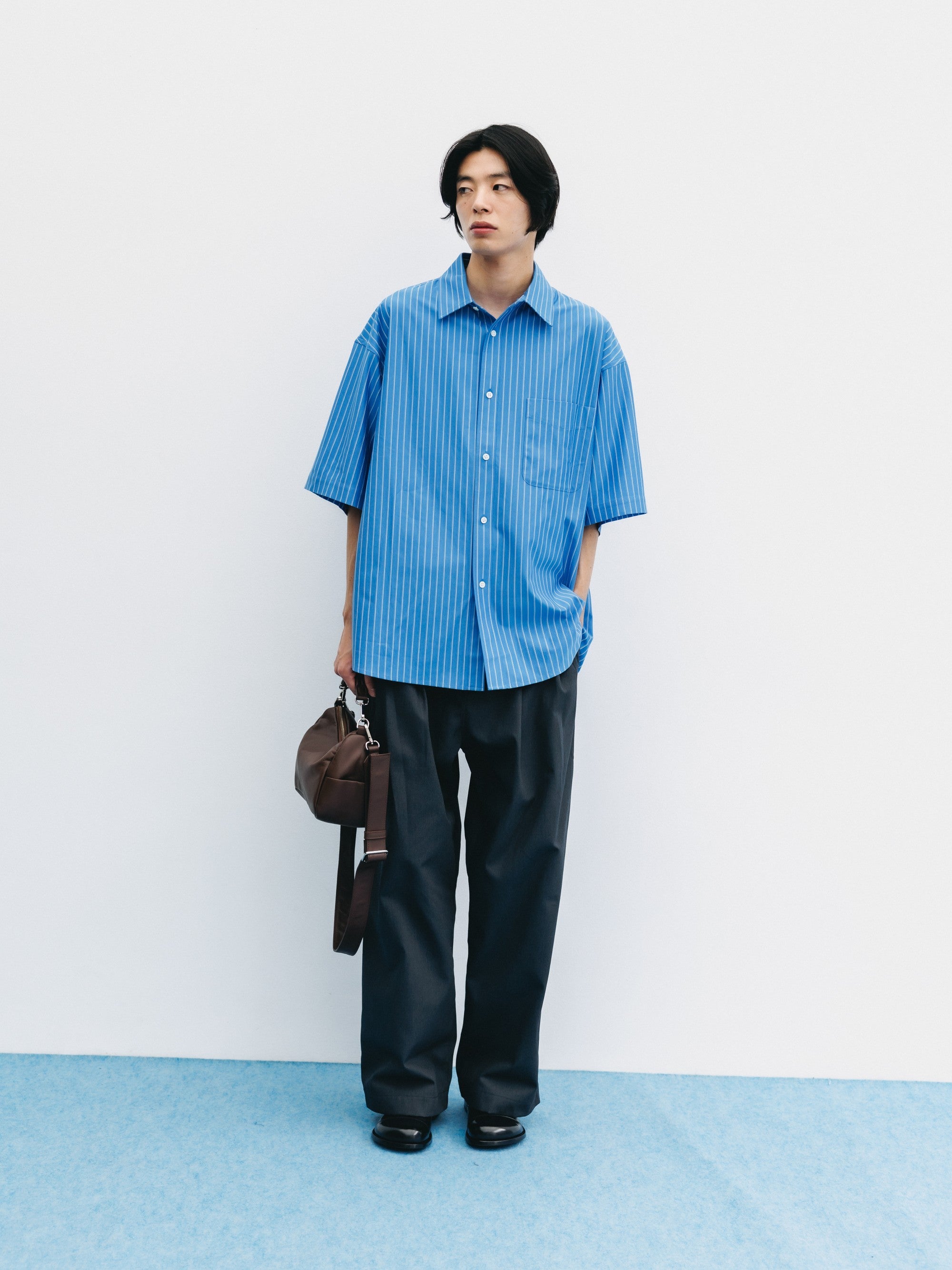 【8.5 WED 20:00- IN STOCK】T/C GABARDINE CITY WIDE STRAIGHT PANTS (CHARCOAL)