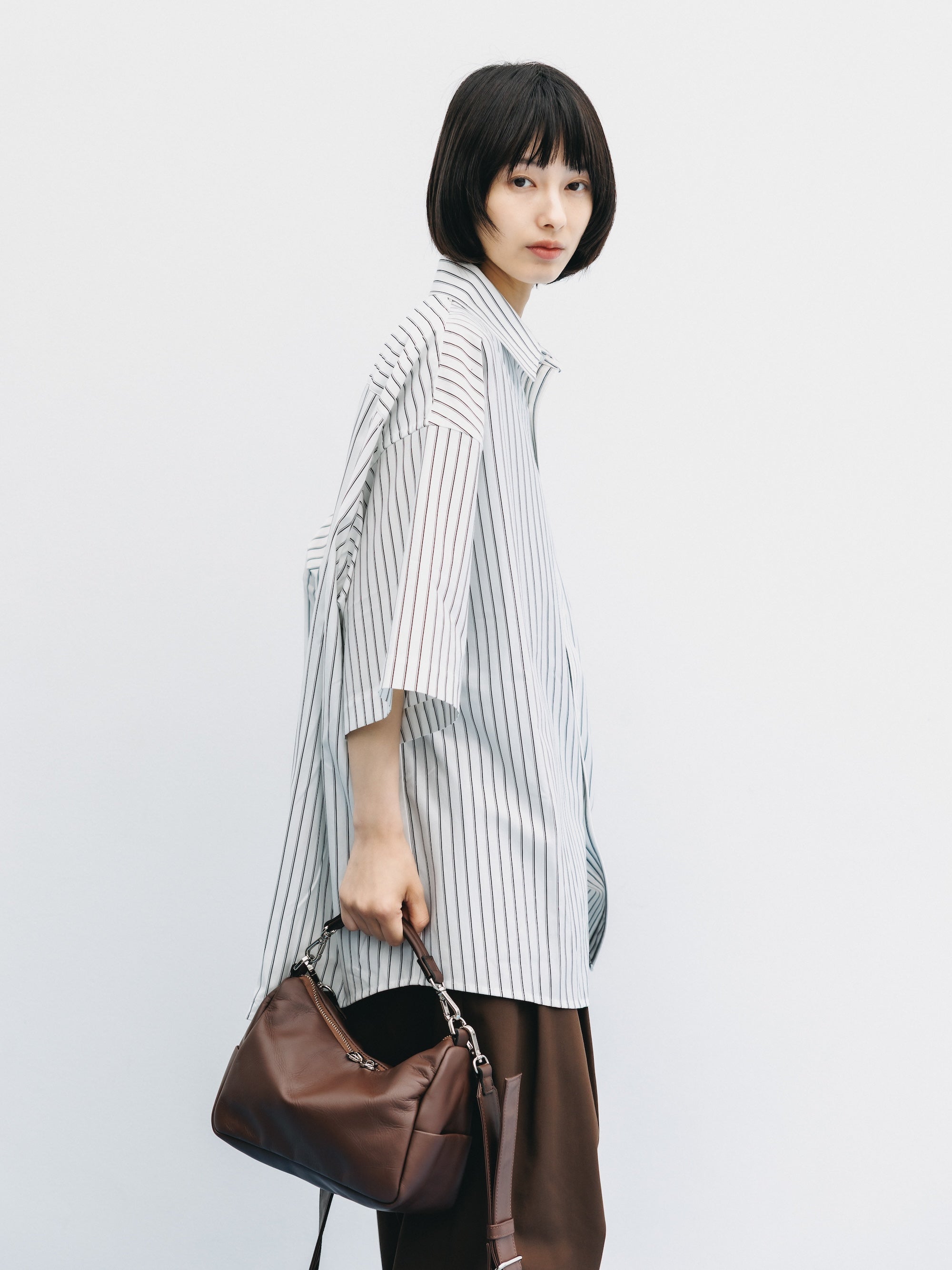【8.5 WED 20:00- IN STOCK】THICK/THIN STRIPE 46G KNIT EVERYDAY S/S SHIRT (WHITE STRIPE)