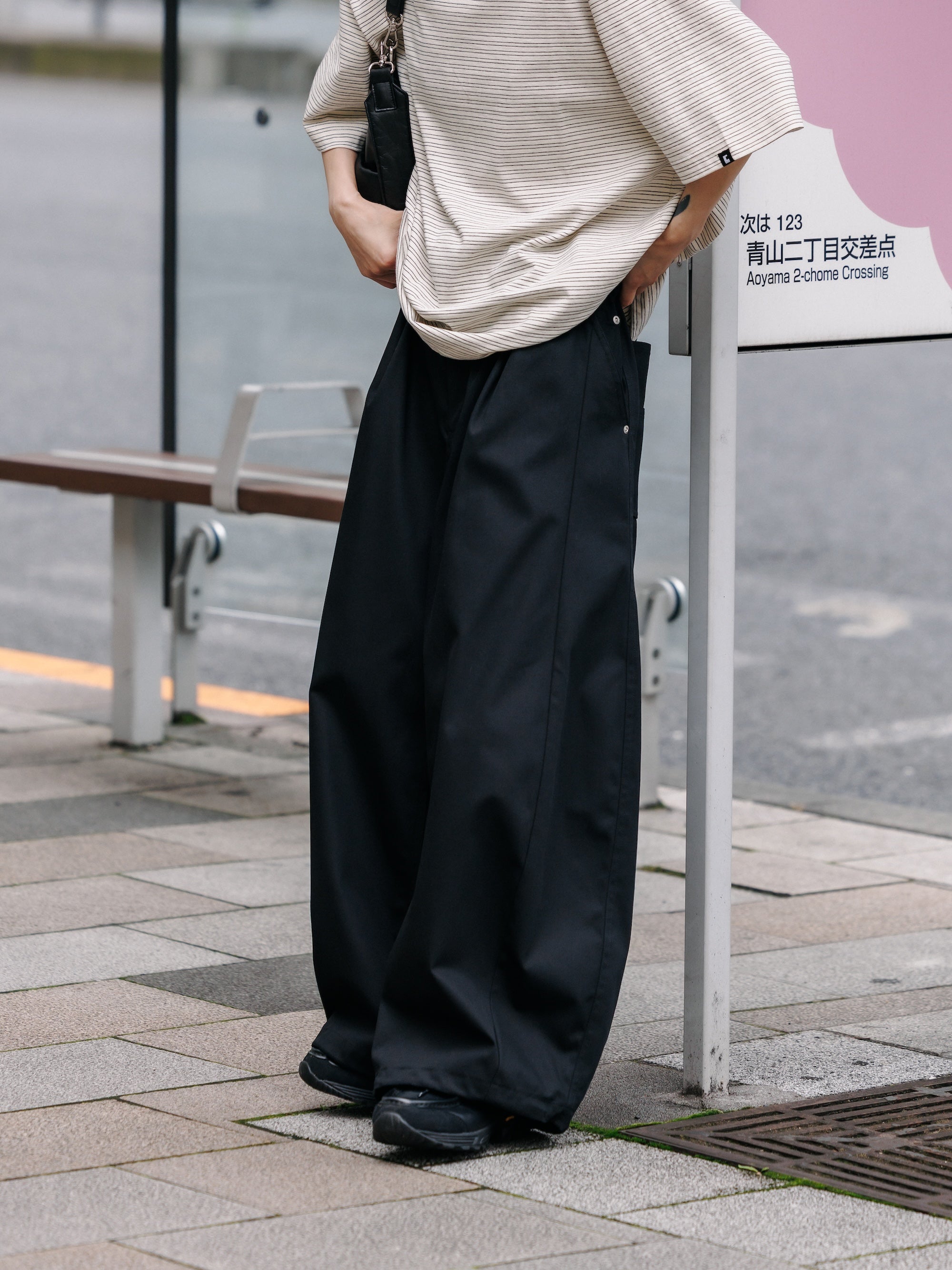 【7.11 SAT 20:00- IN STOCK】T/C GABARDINE CITY WIDE PANTS (BLACK)