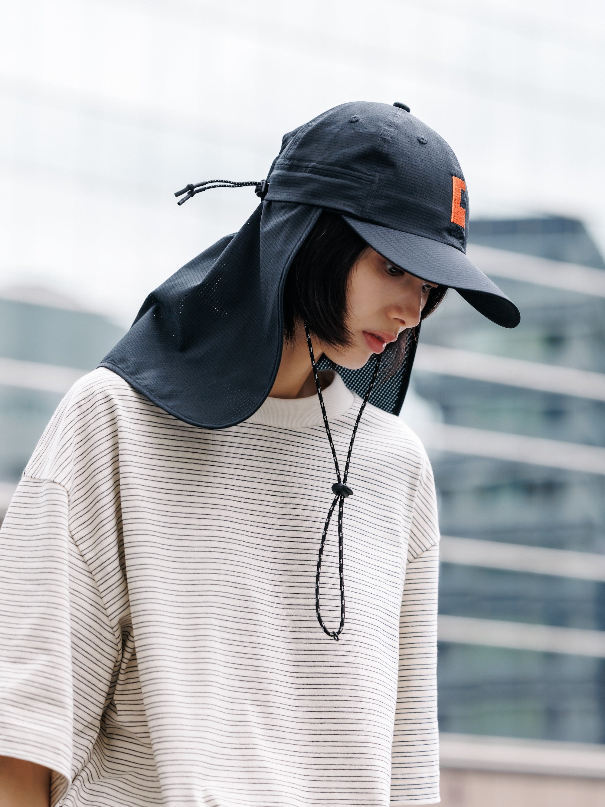 【7.11 SAT 20:00- IN STOCK】"C"ACTIVE CITY SUNSHADE CAP (BLACK×ORANGE)