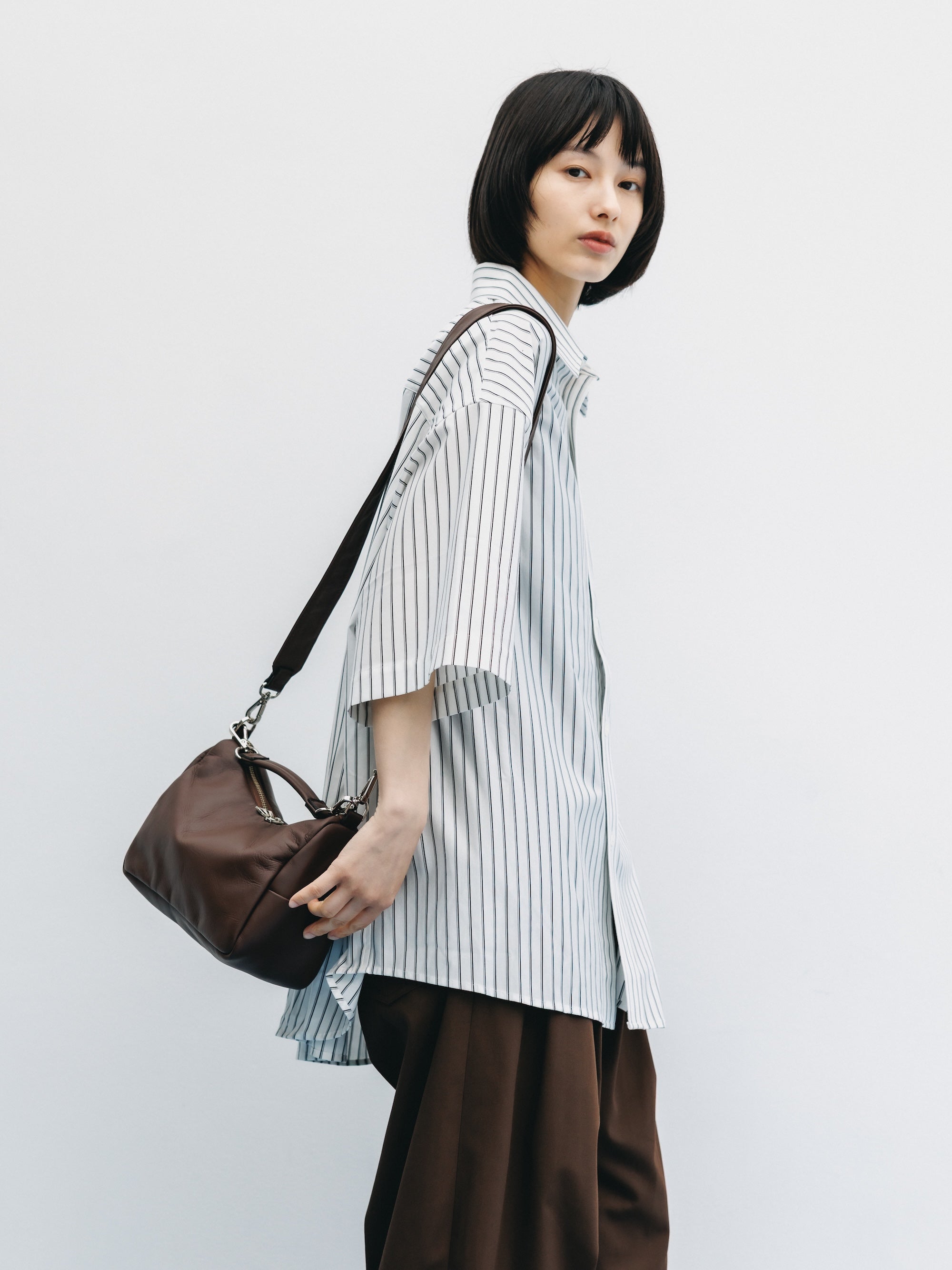 【8.5 WED 20:00- IN STOCK】THICK/THIN STRIPE 46G KNIT EVERYDAY S/S SHIRT (WHITE STRIPE)