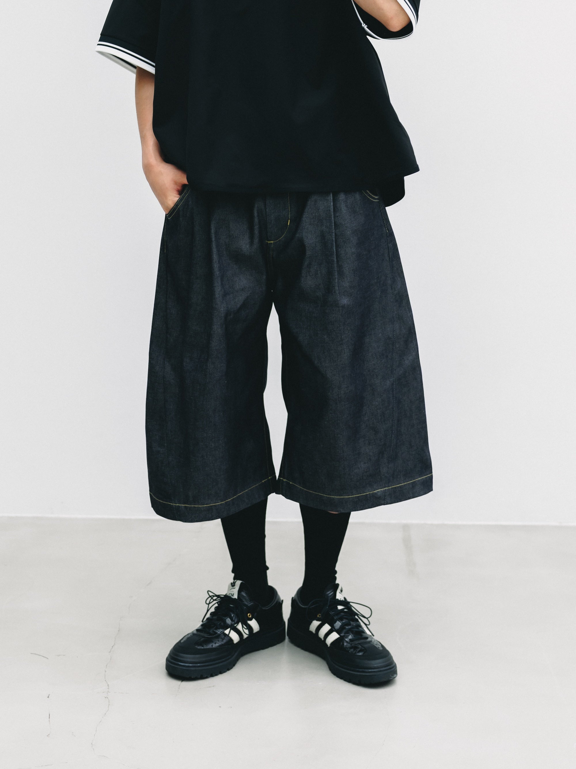 【6.13 SAT 20:00- IN STOCK】SELVEDGE DENIM CITY BAGGY HALF PANTS (RIGID INDIGO)