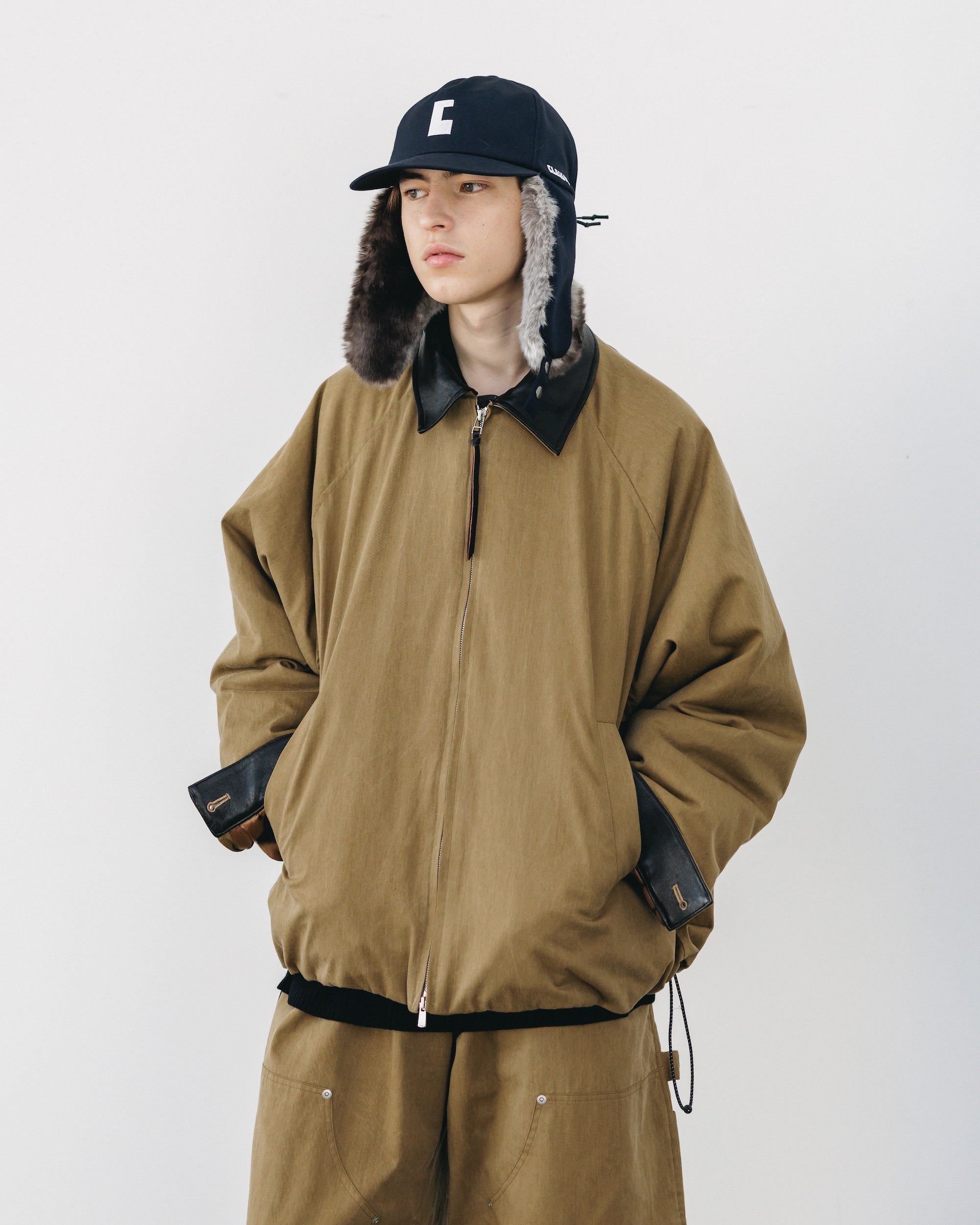 VINTAGE EFFECT PADDED CITY UTILITY JACKET (BEIGE)