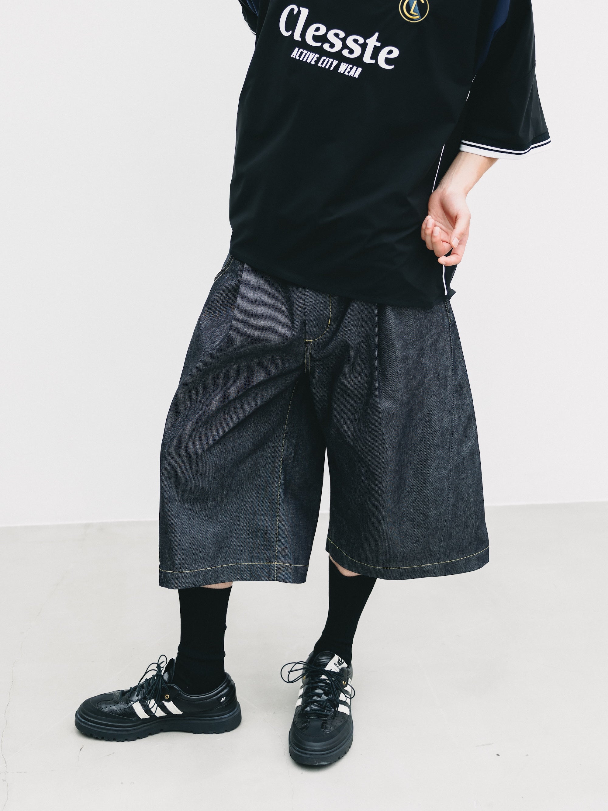 【6.13 SAT 20:00- IN STOCK】SELVEDGE DENIM CITY BAGGY HALF PANTS (RIGID INDIGO)