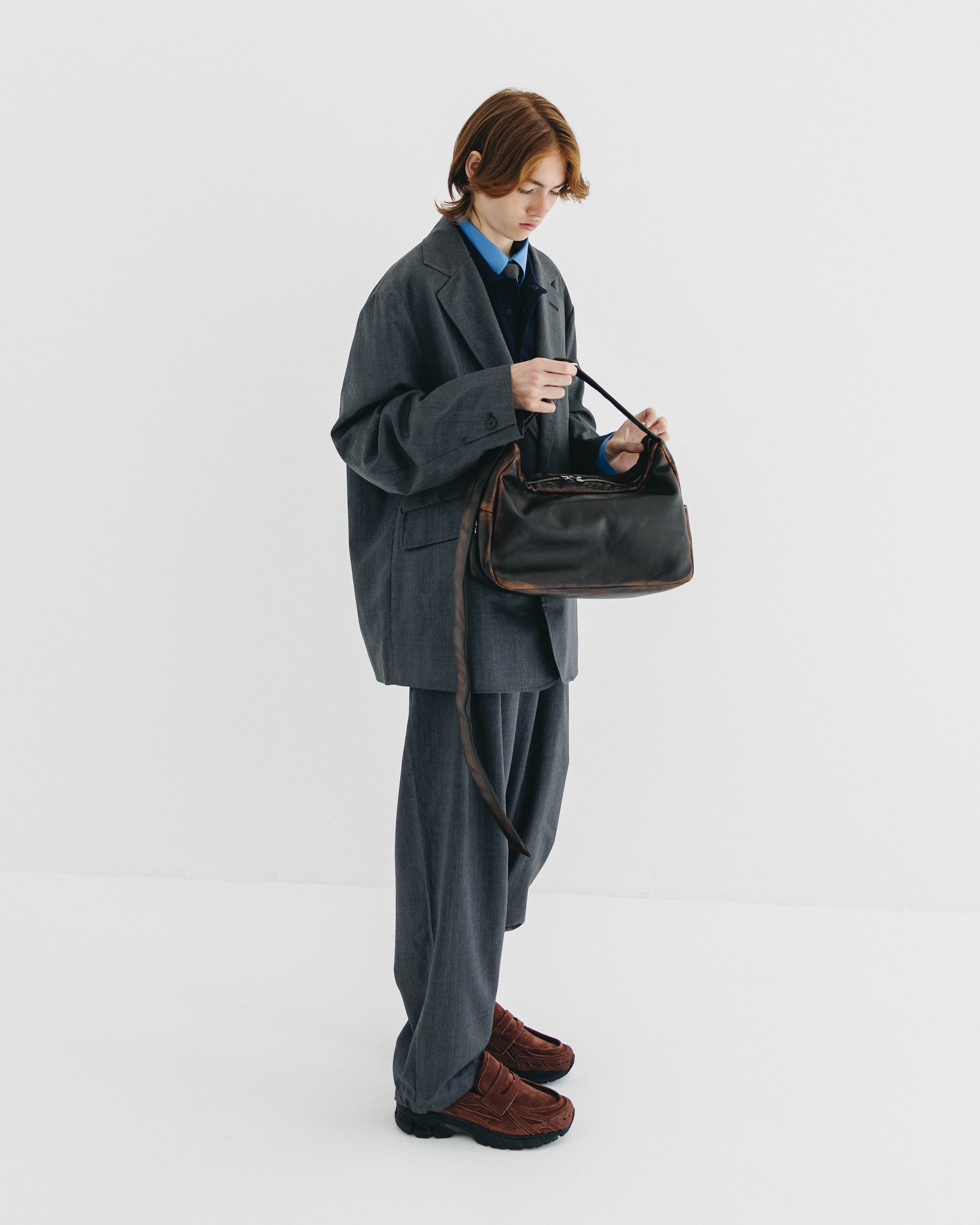 【10.4 SAT 20:00- IN STOCK】VINTAGE LEATHER HOLIDAY BAG (BROWN)