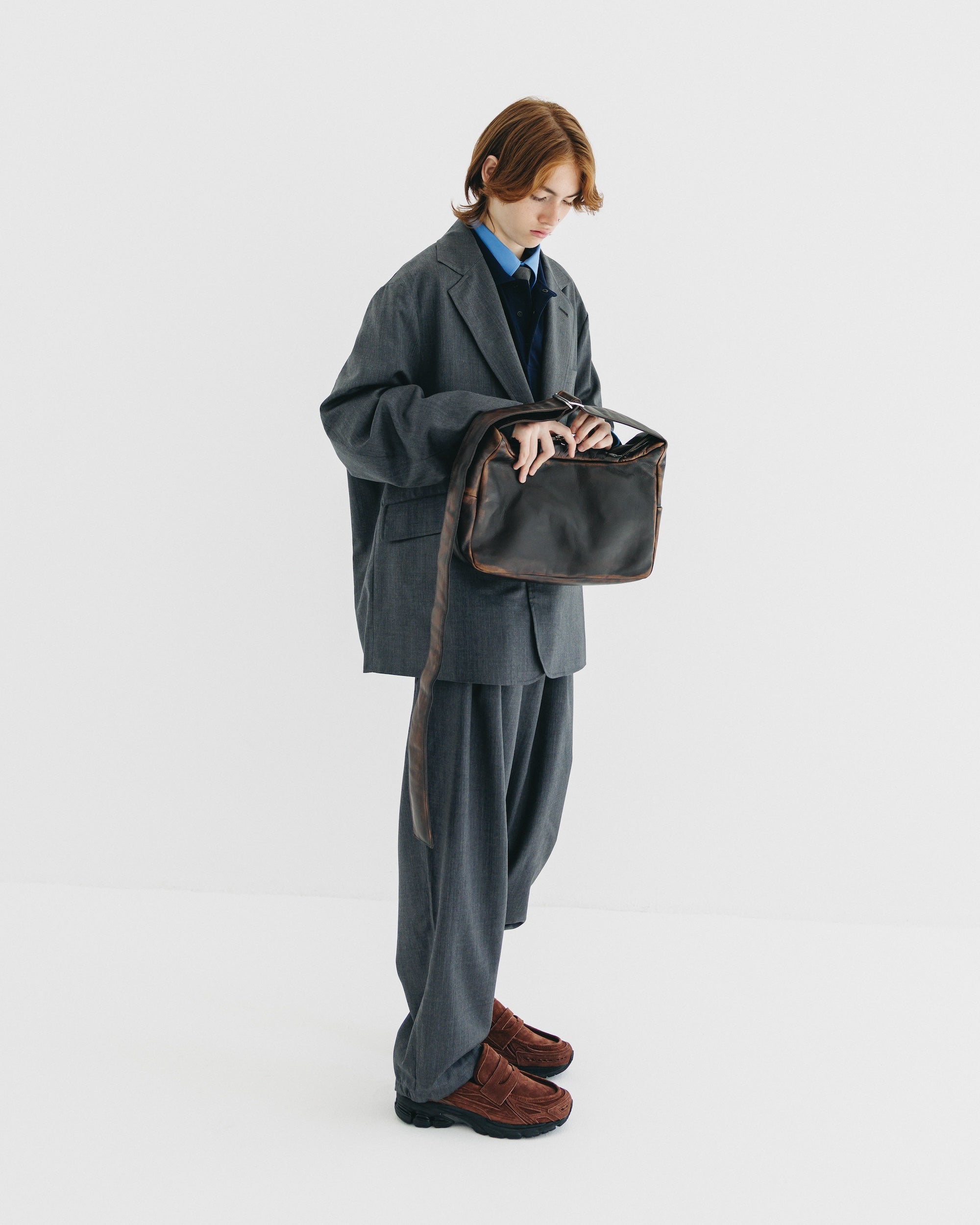 【10.4 SAT 20:00- IN STOCK】VINTAGE LEATHER HOLIDAY BAG (BROWN)